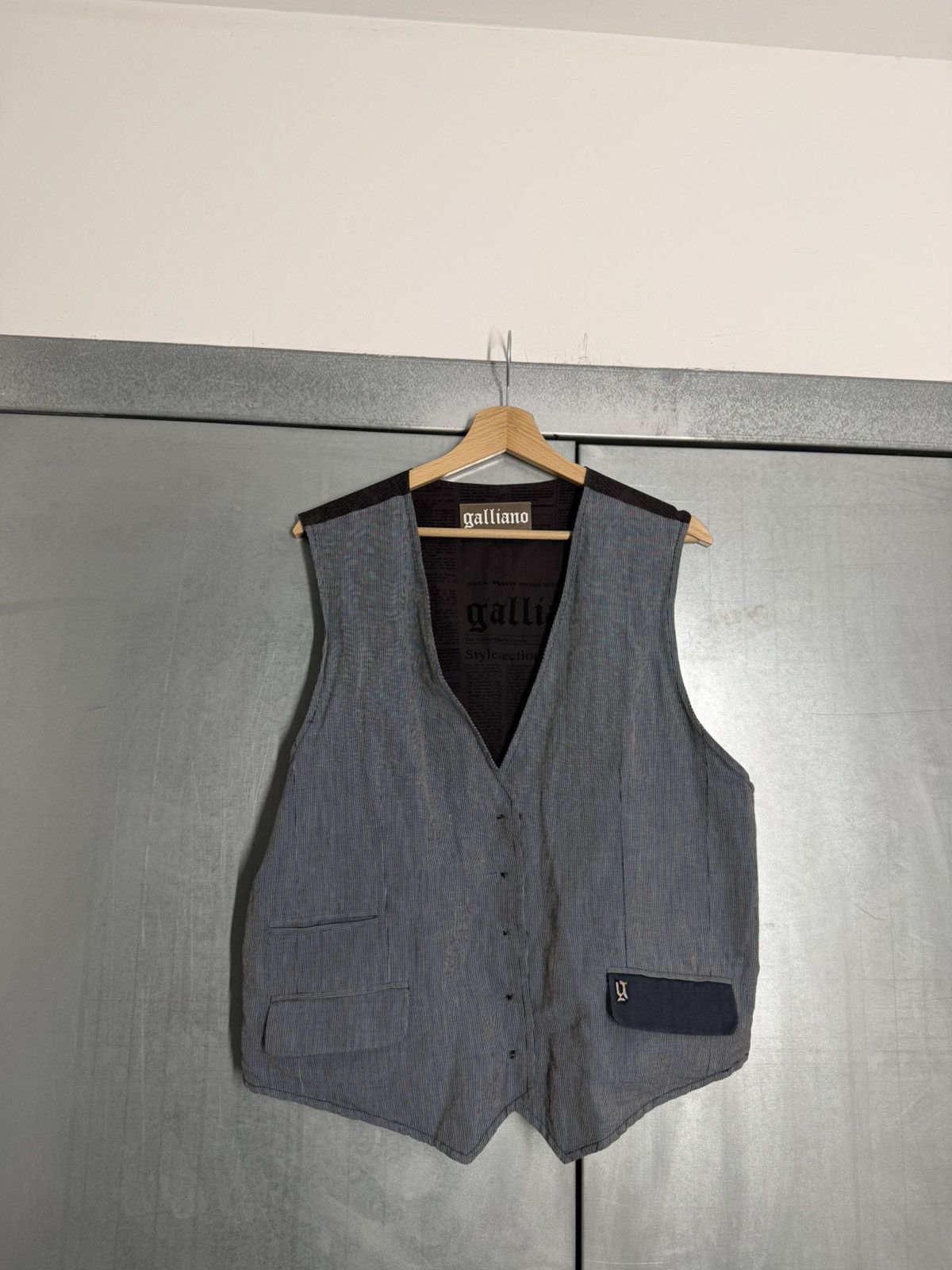 John Galliano Vintage 00s John Galliano Gazette Reversibel Vest Size US L / EU 52-54 / 3 - 14 Thumbnail