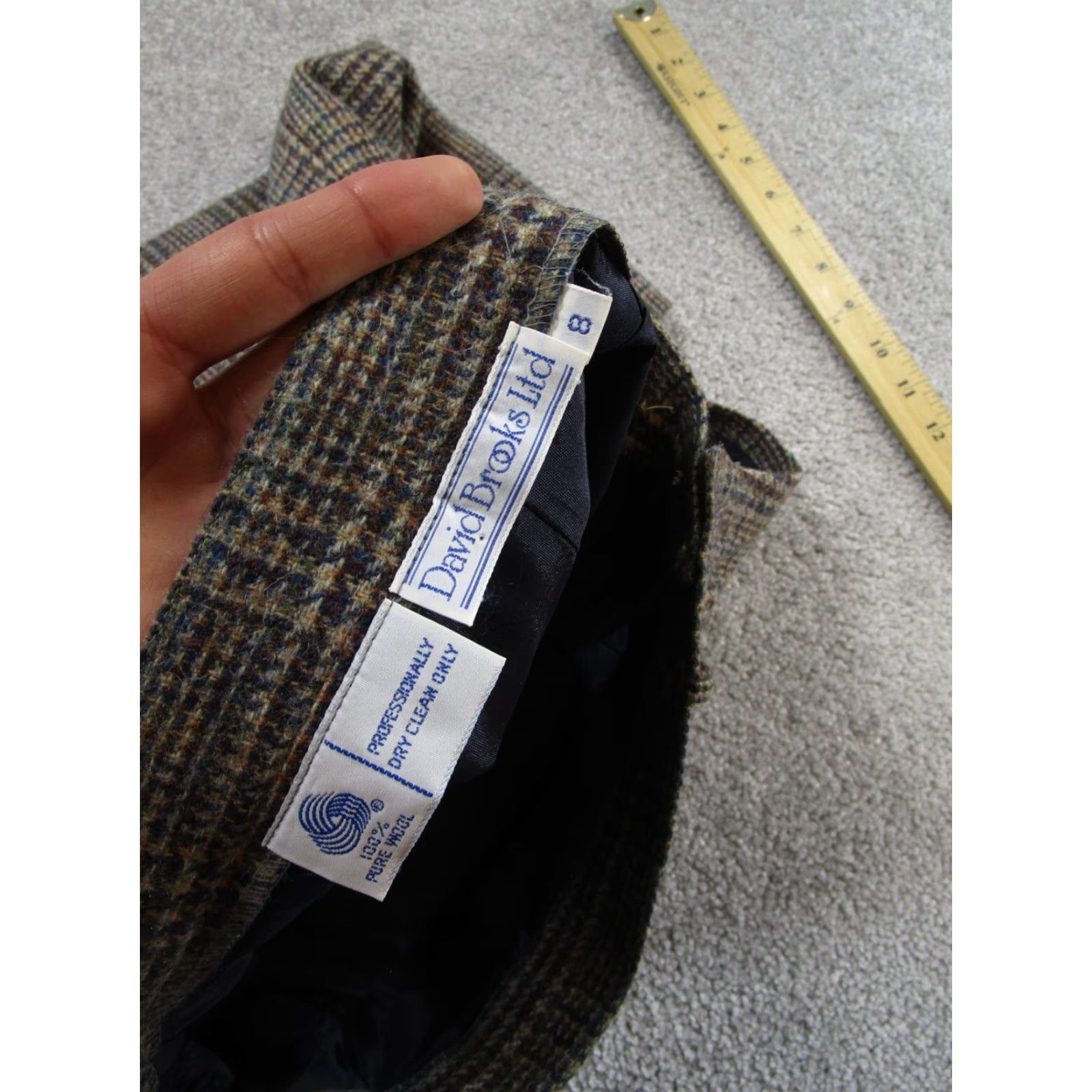 Brooks VINTAGE David Brooks Wool Check Midi Skirt Womens Size 8 Brown A-Line Casual Size 30" / US 8 / IT 44 - 7 Thumbnail