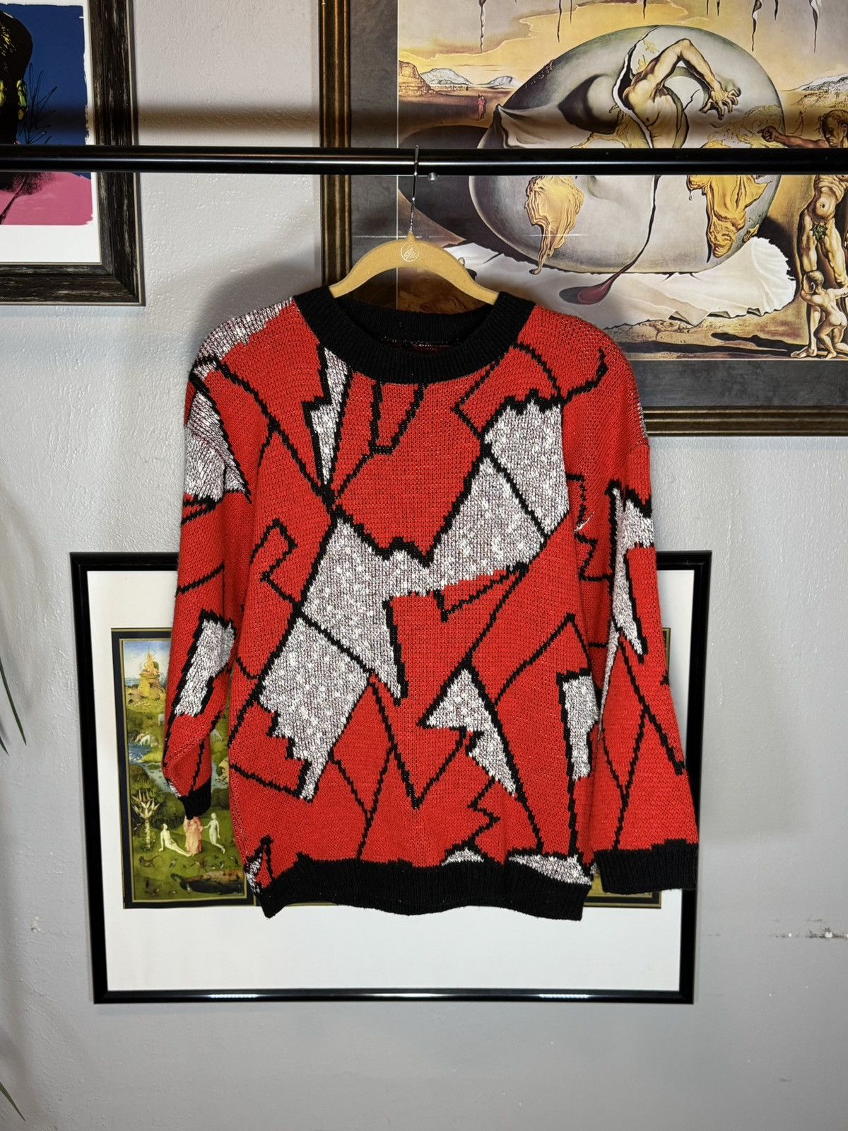 Vintage Vintage Abstract Patterned Red Sweater Size US M / EU 48-50 / 2 - 1 Thumbnail