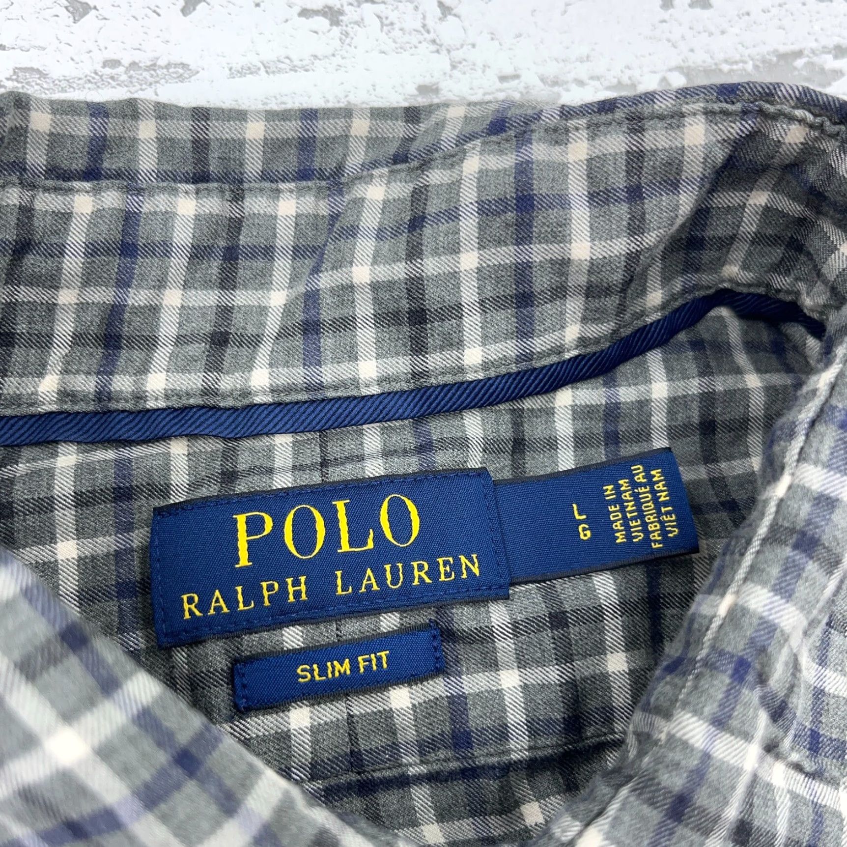 Polo Ralph Lauren Polo Ralph Lauren Button-Up Shirt Men Large Gray Plaid Slim Fit Casual Size 42R - 6 Thumbnail