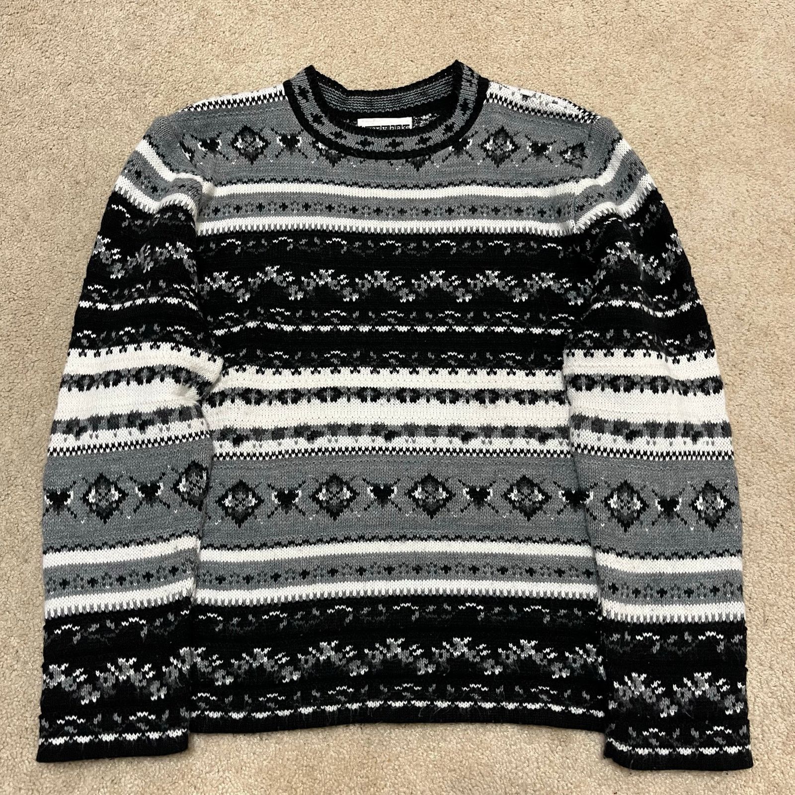 Other Vintage Carly Blake Geometric Knit Sweater Black Gray XL Size XL / US 12-14 / IT 48-50 - 1 Thumbnail