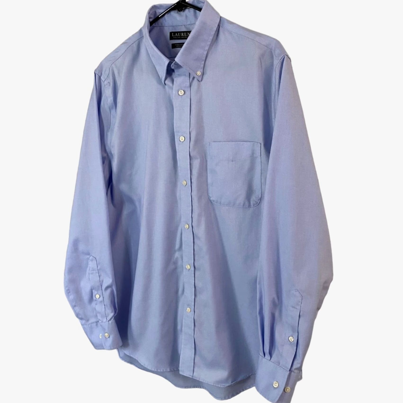 Ralph Lauren Lauren Ralph Lauren Button-Down Dress Shirt Blue Men's Large Business-Casual Size 42R - 2 Thumbnail