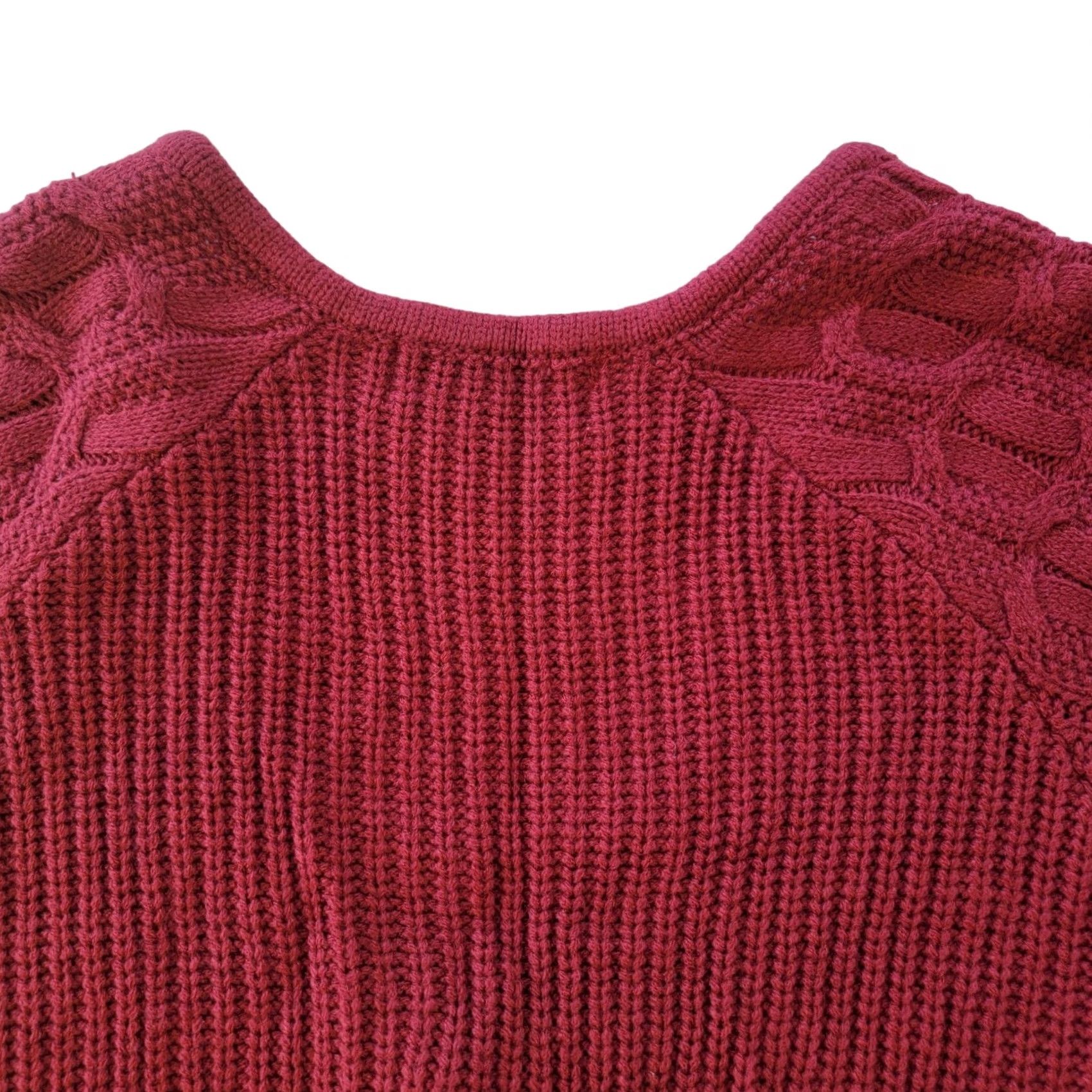 Vintage Ally Mae Cable Knit Cardigan Sweater Women M Burnt Red Lantern Sleeve Buttons Size M / US 6-8 / IT 42-44 - 5 Thumbnail