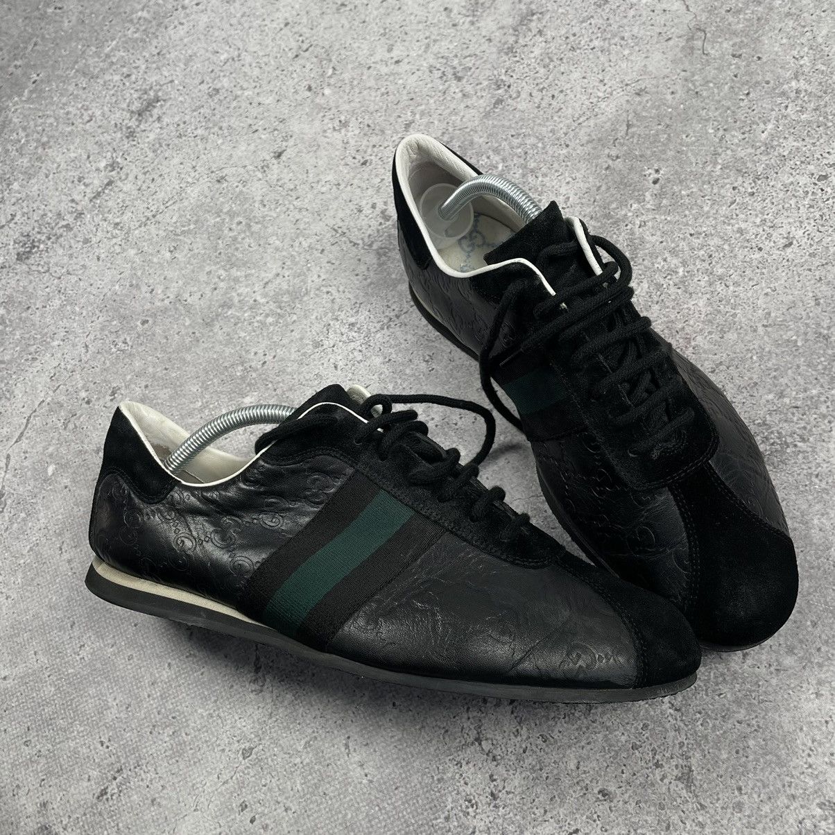 image of Gucci GG Guccissima Black Leather Sneakers, Men's (Size 9)