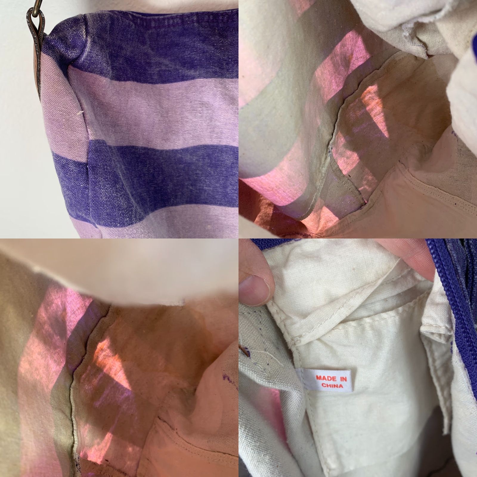 Vintage VINTAGE Beverly Hills Blues Purple Canvas Striped Crossbody Bag Size ONE SIZE - 8 Thumbnail
