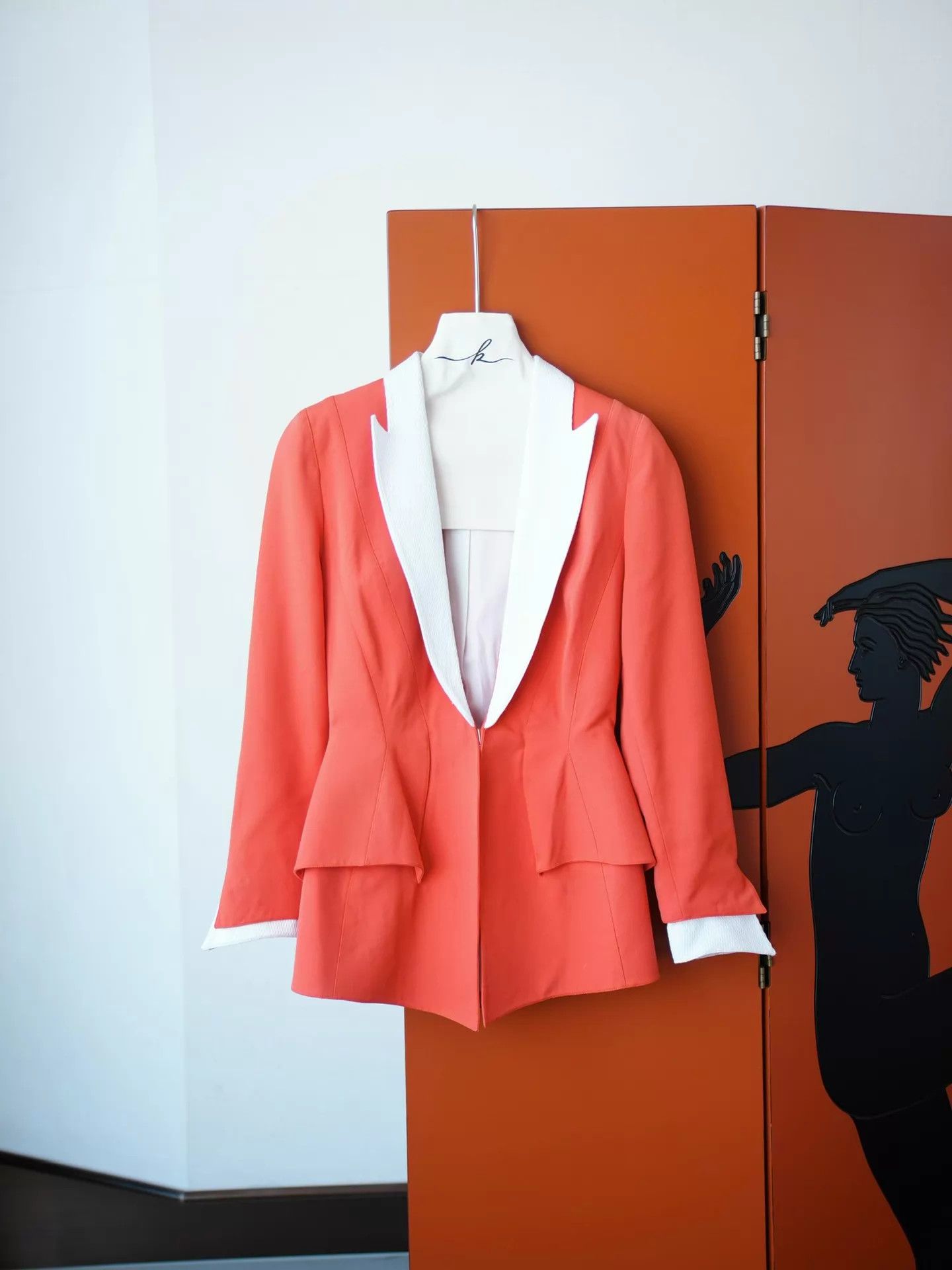 Thierry Mugler Thierry Mugler Vntg Orange-White Color-Blocked Blazer Size M / US 6-8 / IT 42-44 - 2 Thumbnail