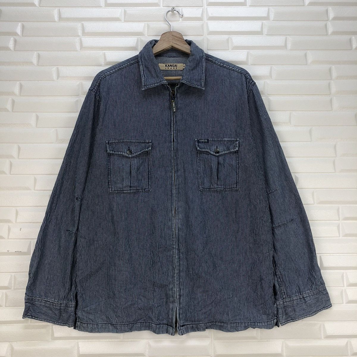Japanese Brand × Kansai Yamamoto × Tornado Mart 💥Kansai Jeans Hikory Stripe Fully Zip Size US M / EU 48-50 / 2 - 2 Thumbnail