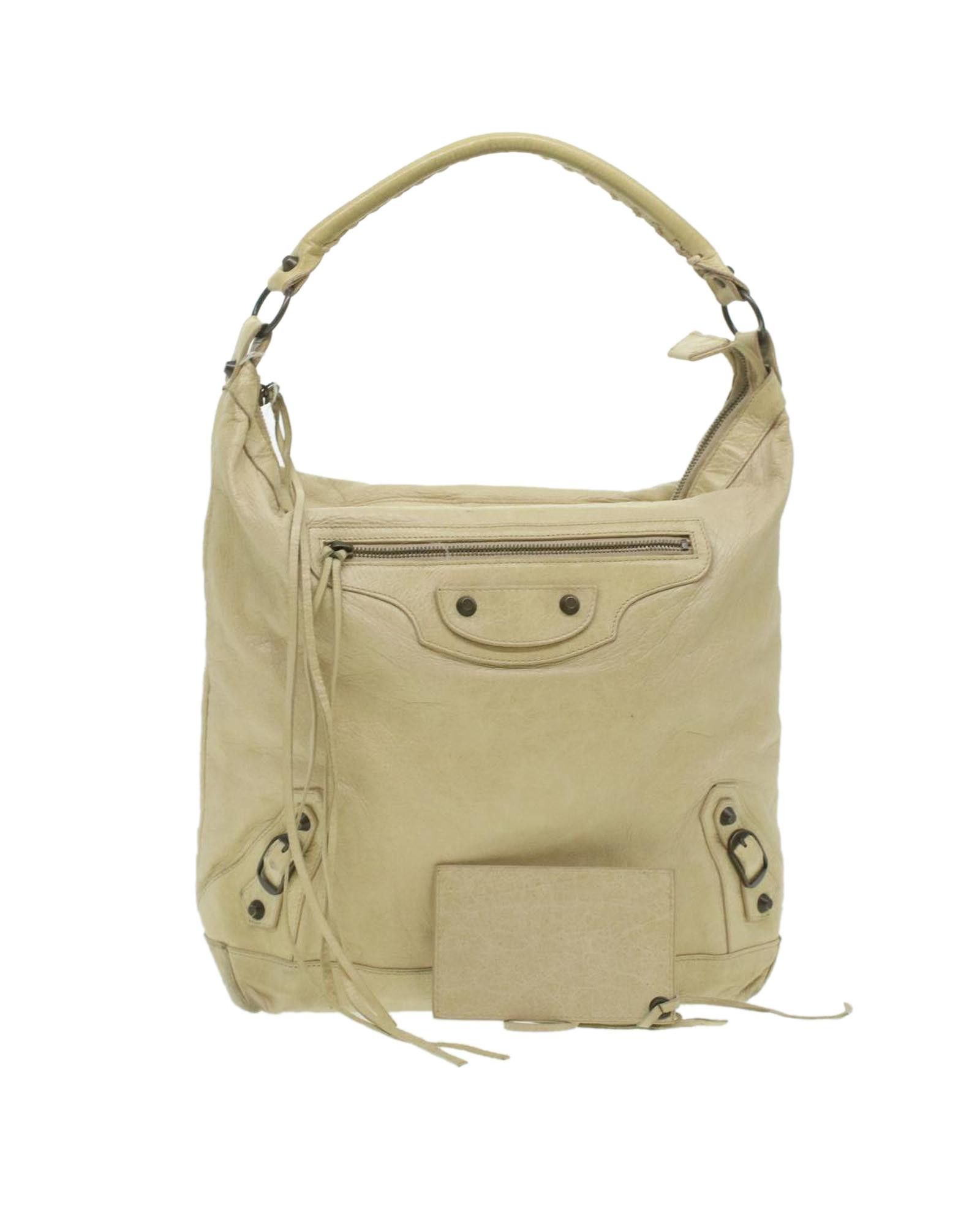 image of Balenciaga Classic Day Shoulder Bag Leather in Beige, Women's