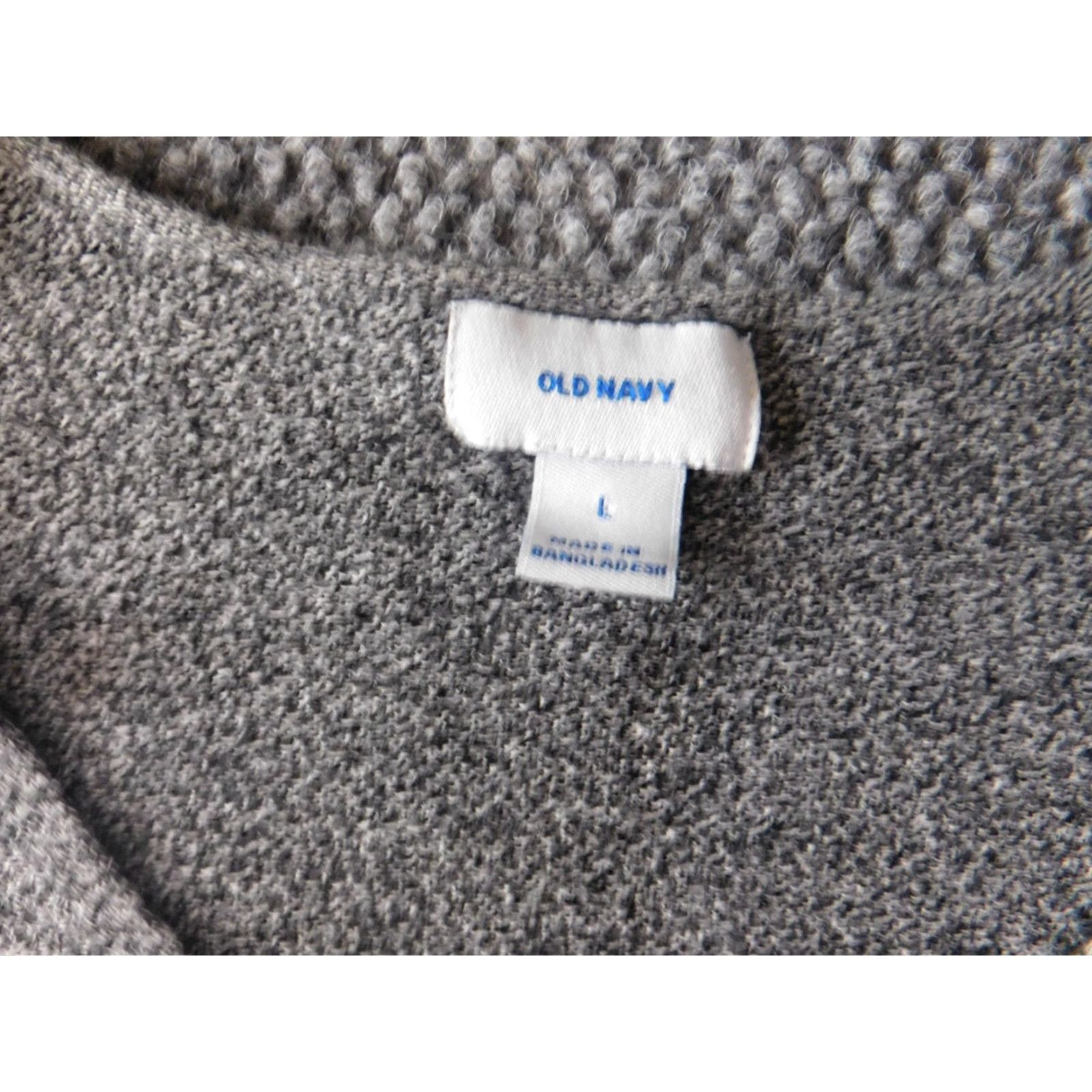 Old Navy Old Navy Womens Sweater L Gray V-Neck Pullover Puff Sleeve Knit Cotton Rayon Bow Button Size L / US 10 / IT 46 - 4 Thumbnail