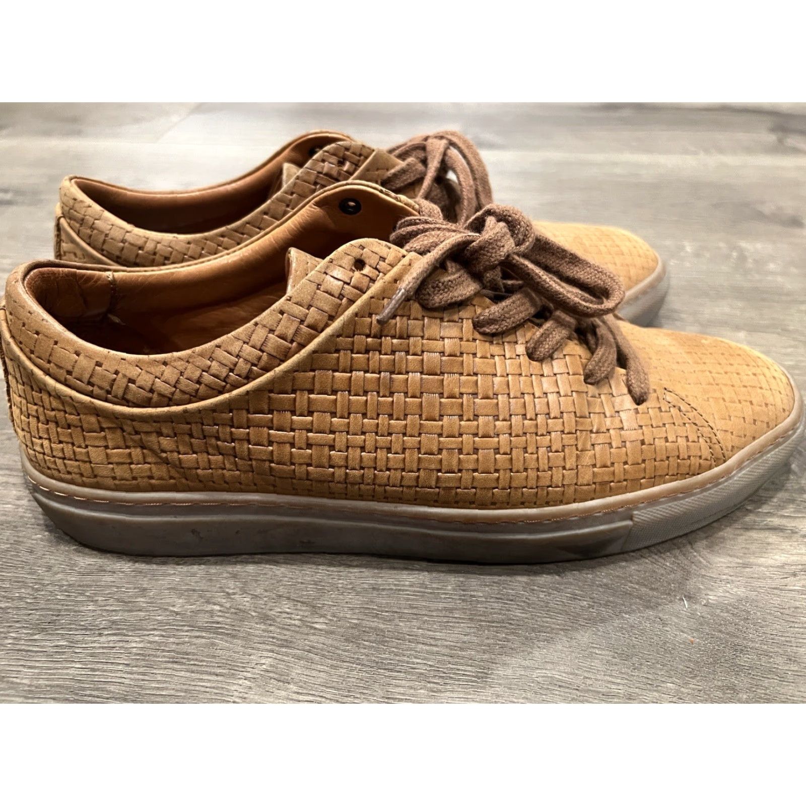 Aquatalia AQUATALIA Alaric Embossed Woven Leather Sneakers - Gray - Mens 9 M - Athletic Low Top - Weatherproof Size US 9 / EU 42 - 4 Thumbnail