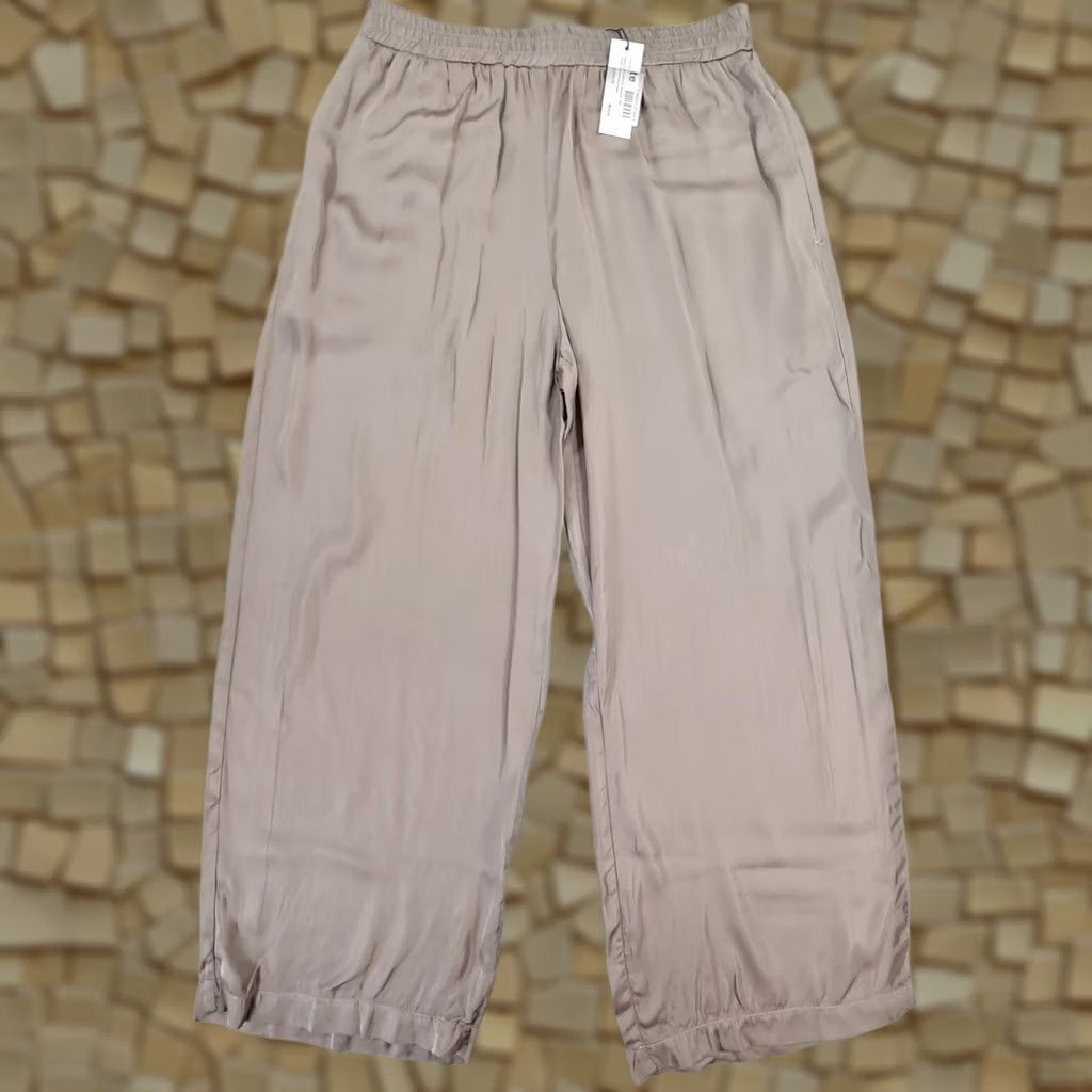 Velvet Velvet by Graham & Spencer Womens Trousers Small Grey Satin Wide-Leg Ankle Elastic Waist 27in Inseam Regular Fit Size 28" / US 6 / IT 42 - 1 Thumbnail