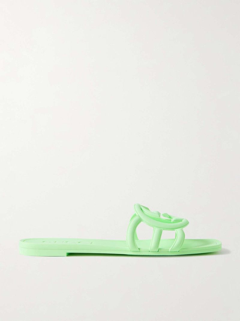Gucci oc11z0526 Women's Interlocking G Slides Slippers in Mint Size US 5 / IT 35 - 1 Thumbnail