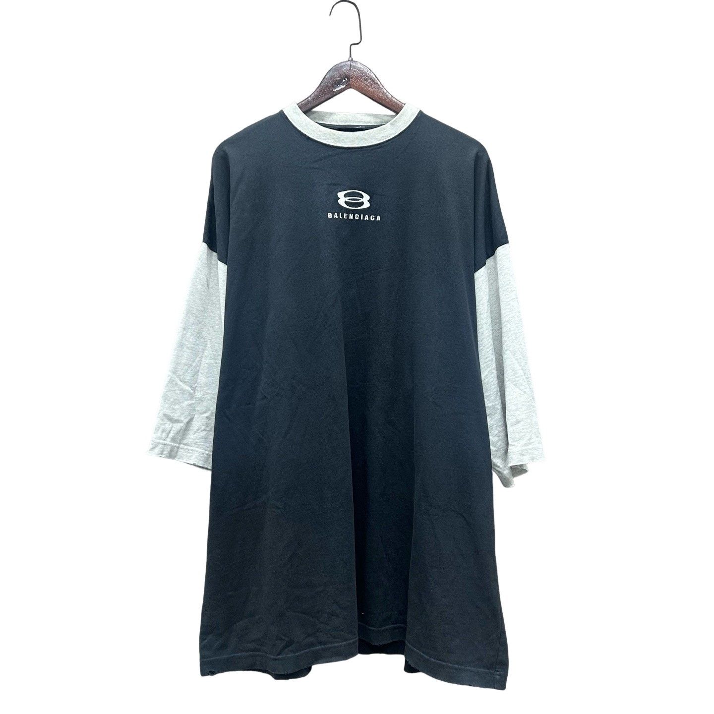 Balenciaga Balenciaga Logo Two-Tone Long Sleeve T-Shirt Size M Size US M / EU 48-50 / 2 - 1 Thumbnail