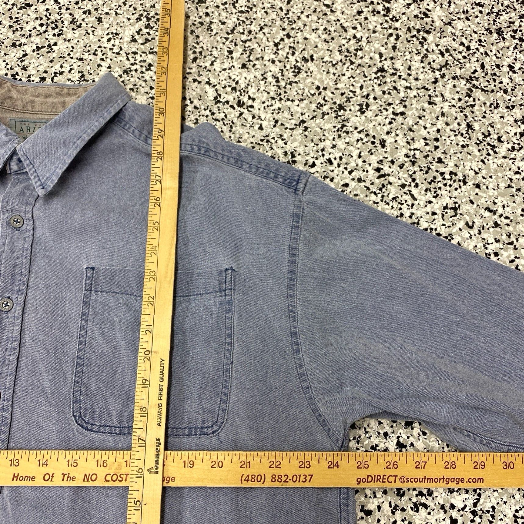 Vintage VINTAGE Arizona Jean Co Button-Up Denim Shirt Mens XL Long Sleeve Blue Western Shirt Regular Fit Shirt Men Size US XL / EU 56 / 4 - 3 Thumbnail