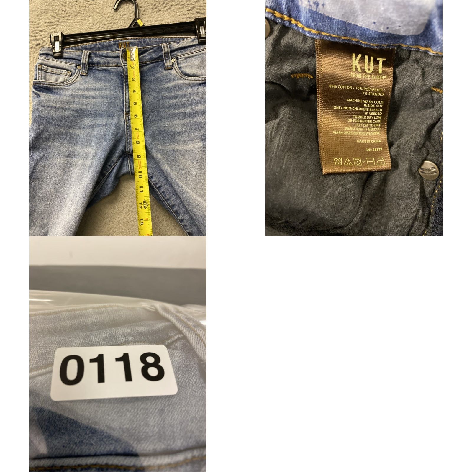 Vintage KUT from the Kloth Jeans Women’s Size 4 Slim Distressed Denim Blue 26 Inseam Button Zip Pockets Cotton Spandex Skinny/Stretch Size 30" / US 8 / IT 44 - 9 Thumbnail
