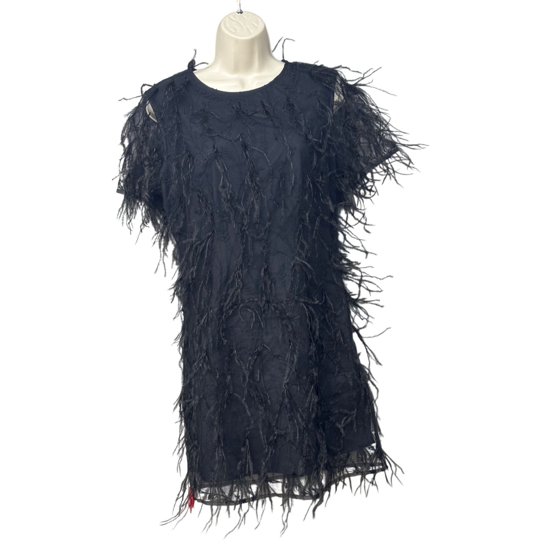 MILLY Milly Rana Feather Shift Mini Cocktail dress, Black, Sz. 4 Size S / US 4 / IT 40 - 11 Thumbnail