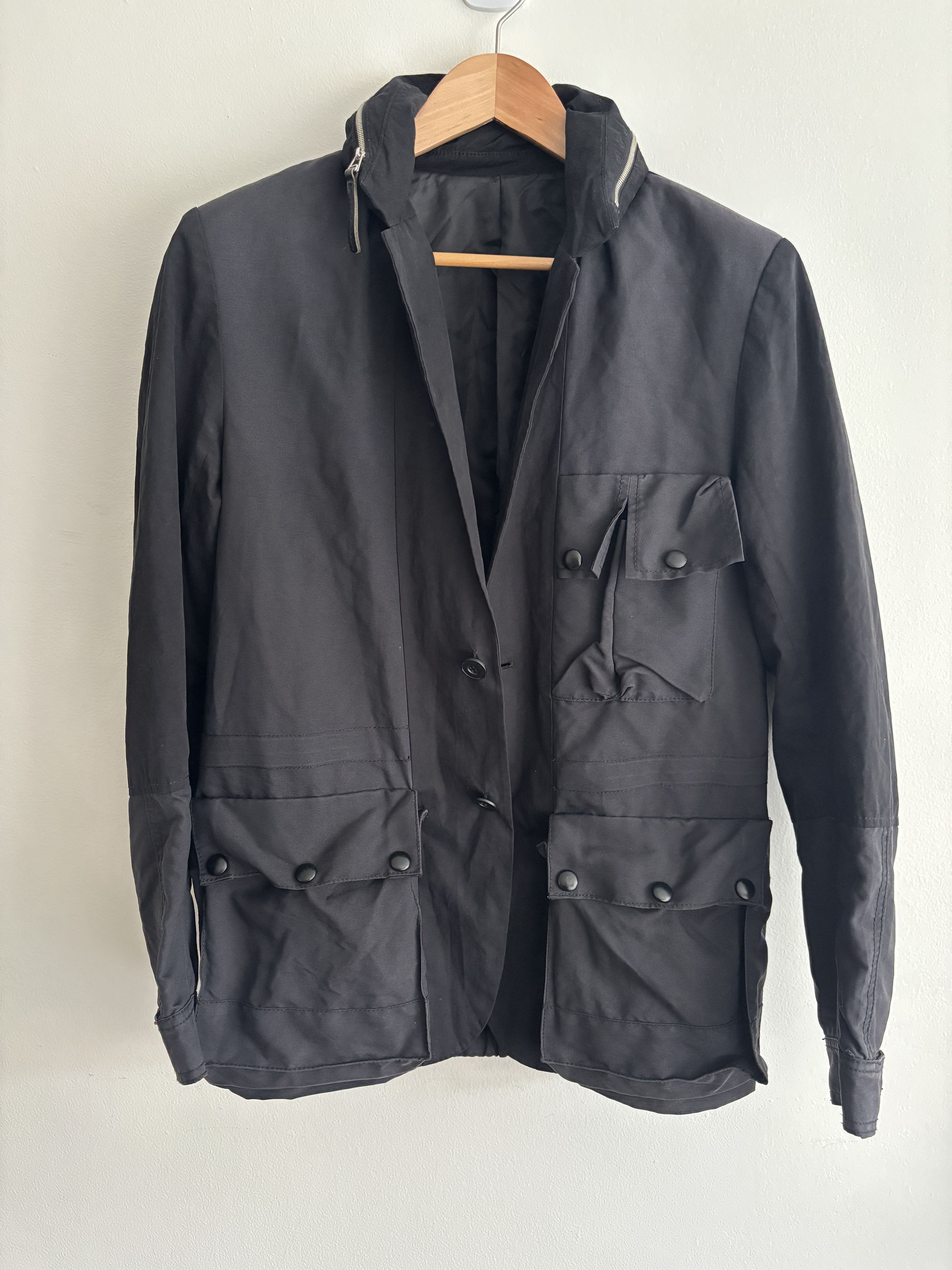 Kai Aakmann Kai-Aakmann Hooded Hybrid Black Field Jacket - Medium Size US M / EU 48-50 / 2 - 9 Thumbnail
