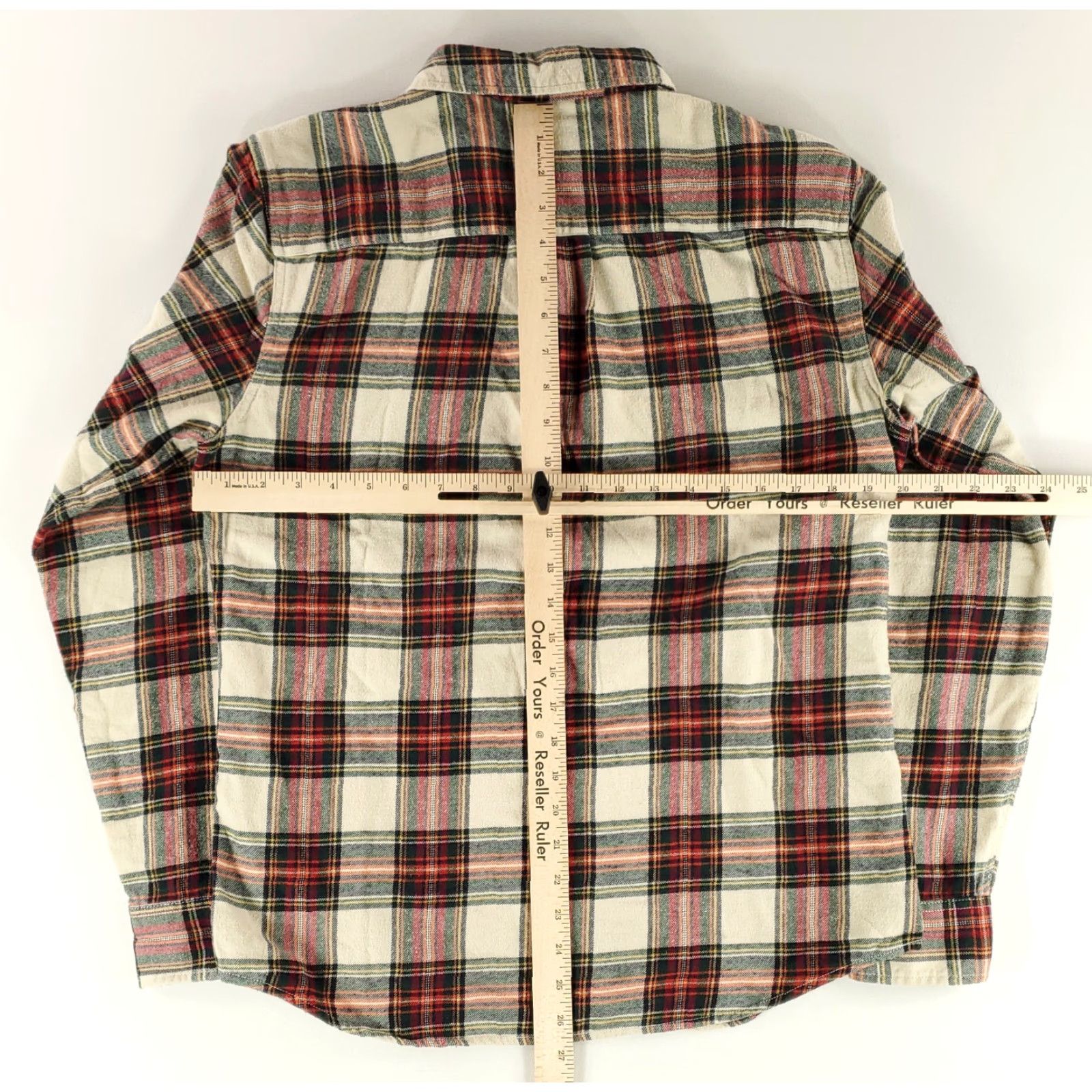 Marine Layer Marine Layer Button-Up Shirt Flannel Plaid Cream Green Red Long Sleeve Mens M Multicolor Button-Up Shirt Mens M Size US M / EU 48-50 / 2 - 6 Thumbnail