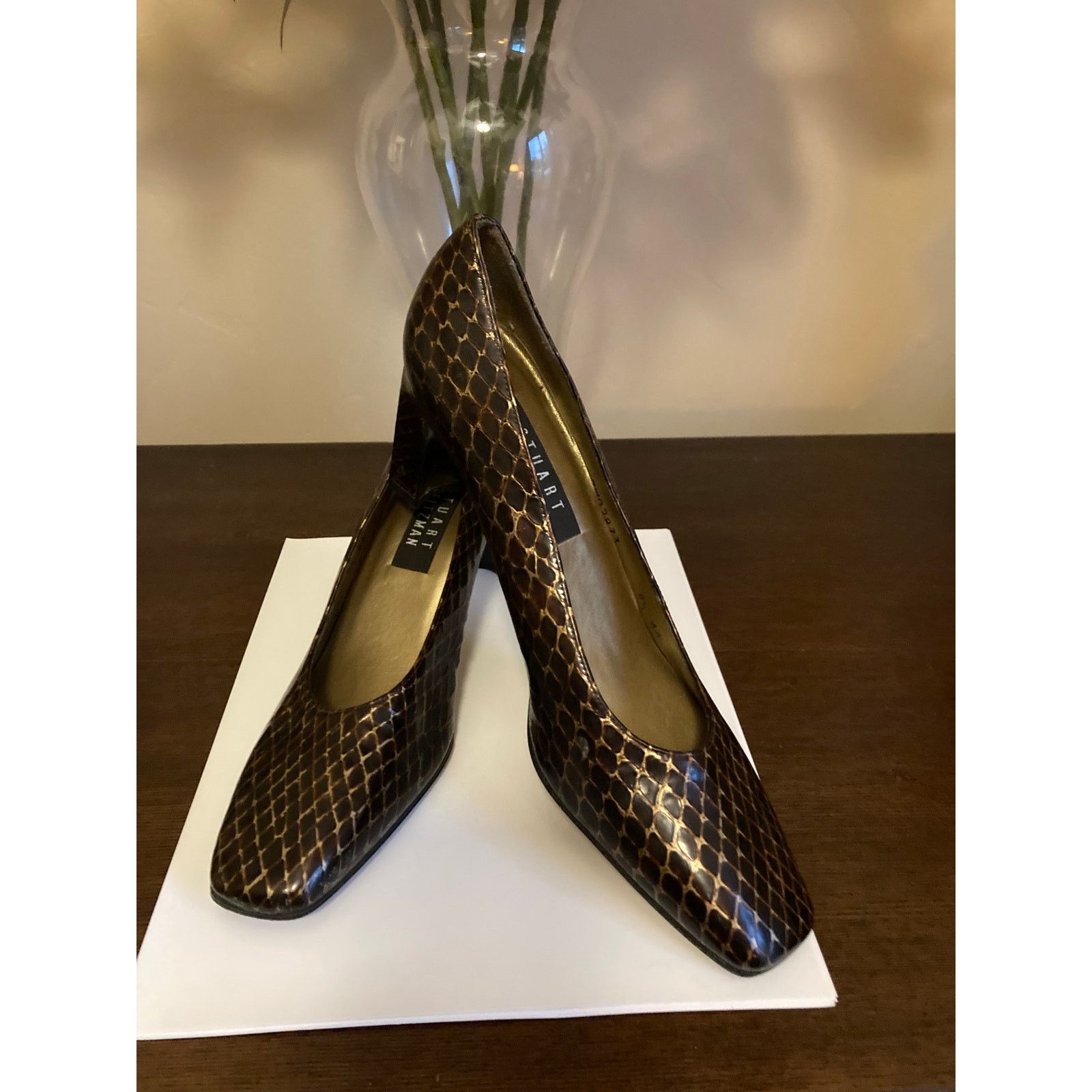 Stuart Weitzman STUART WEITZMAN – Embossed Leather Block Heels (Sz 8.5) Size US 8.5 / IT 38.5 - 5 Thumbnail