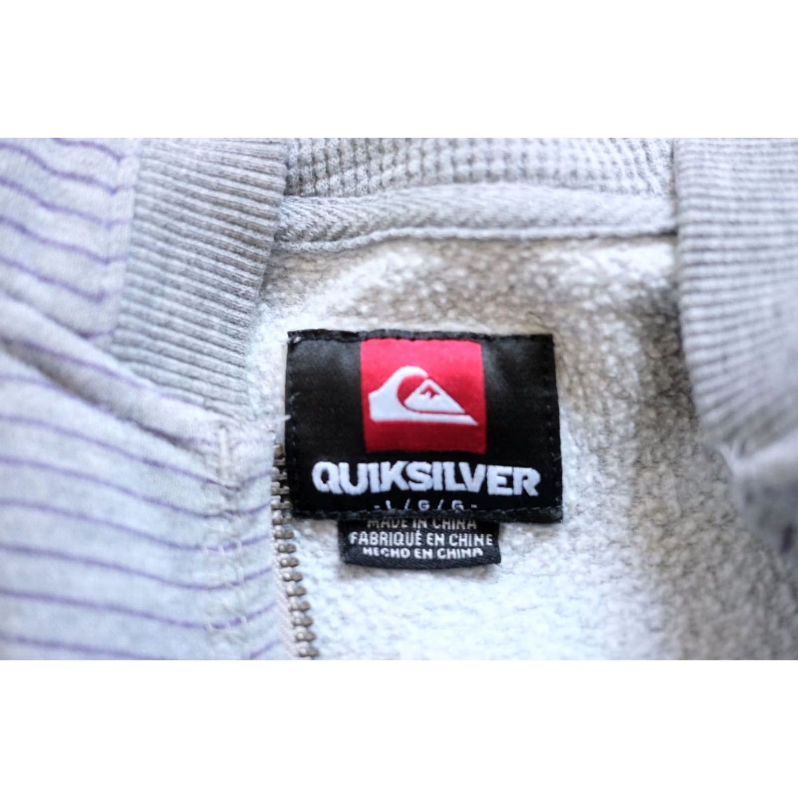 Quiksilver VINTAGE Quiksilver Hoodie Full Zip Striped Gray Sweatshirt Hooded Men SZ LG Size US L / EU 52-54 / 3 - 6 Thumbnail