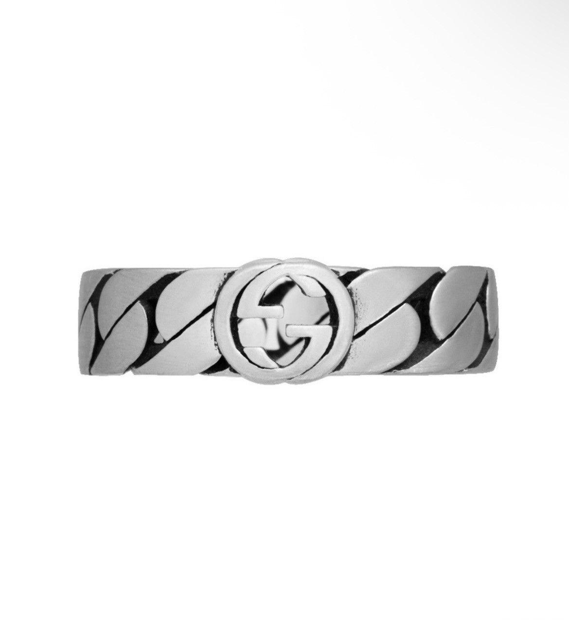 Gucci Gucci Wide Ring Interlocking G Sterling Silver Chain AG 925 Size ONE SIZE - 2 Thumbnail