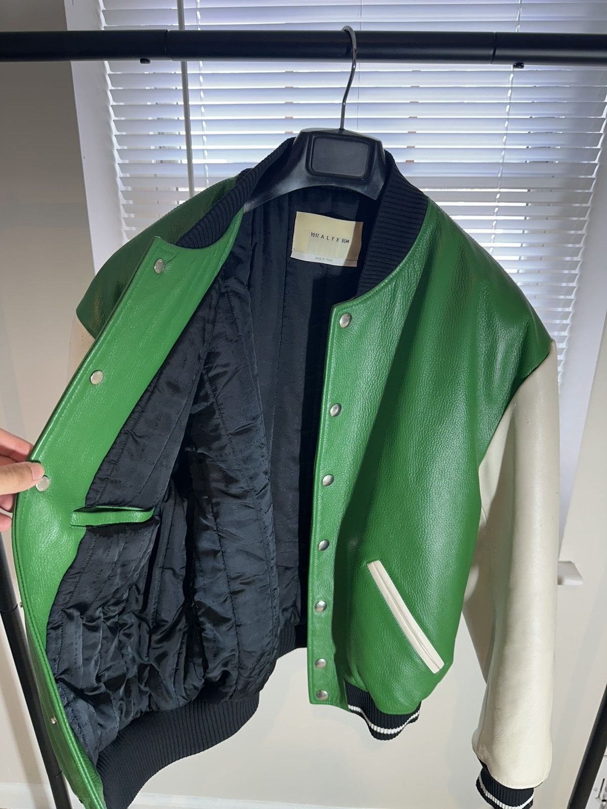 1017 ALYX 9SM ALYX Embroidered Logo Leather Varsity Jacket – Dark Green Size US M / EU 48-50 / 2 - 3 Thumbnail