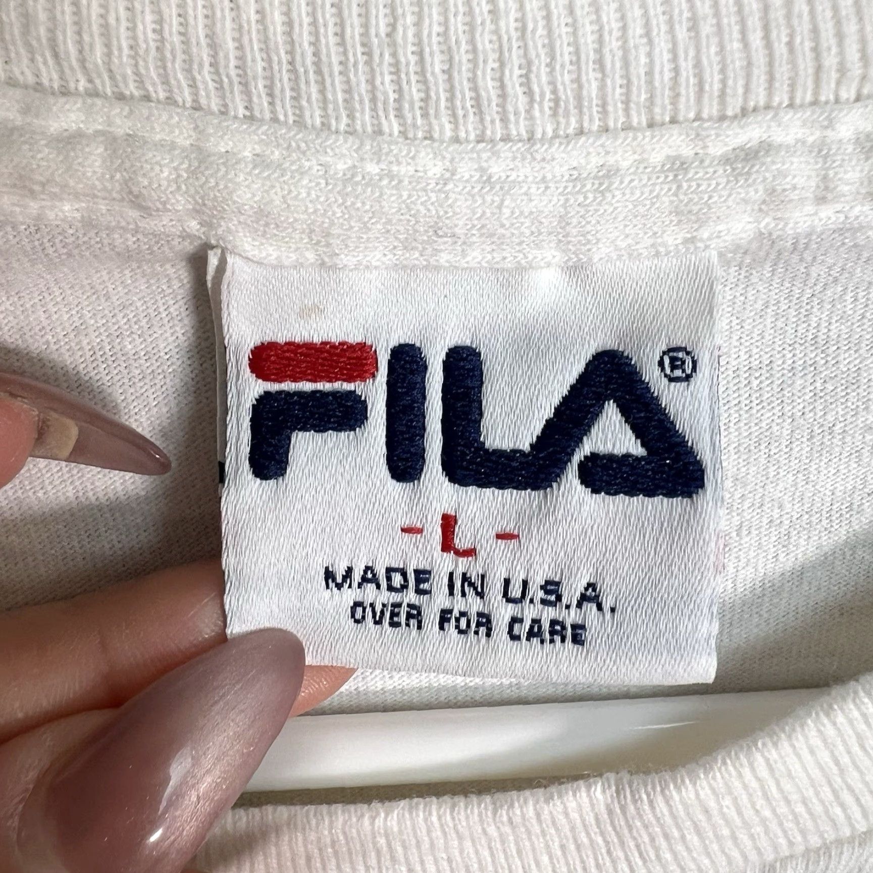 Fila VINTAGE Fila Classic Logo T-Shirt Adult Large White 90s Mens Size US L / EU 52-54 / 3 - 6 Thumbnail