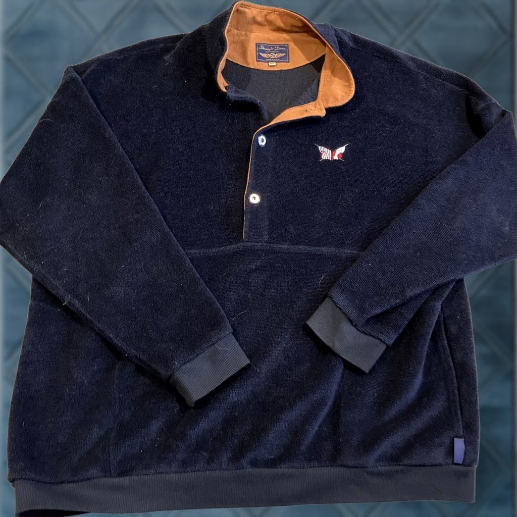 CLOT VINTAGE Straight Down Terry Cloth Navy Pullover Golf Sweater Men XXL Size US XXL / EU 58 / 5 - 1 Thumbnail