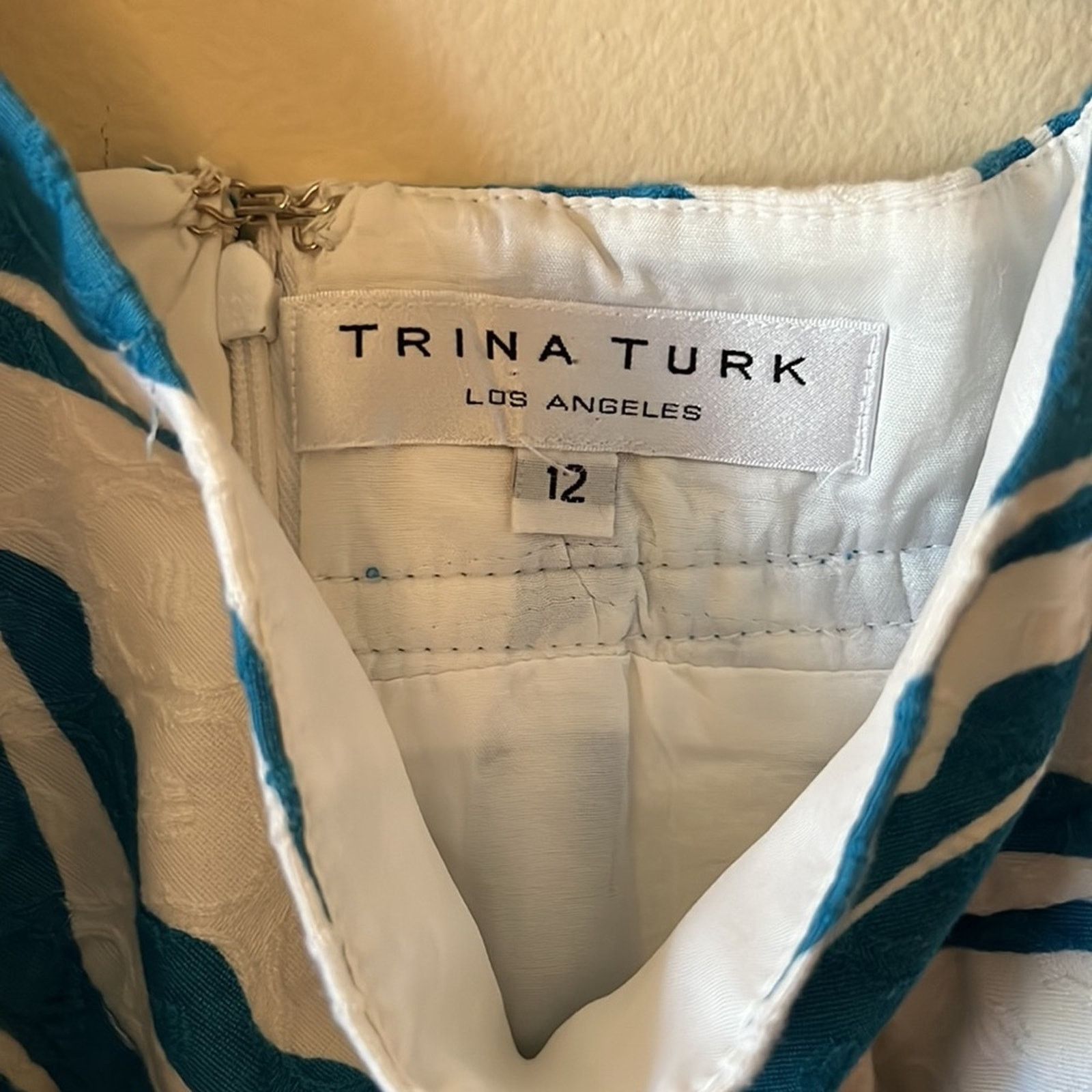 Trina Turk Trina Turk Blue Swirl Print A-Line Skirt Size 12 Size 34" / US 12 / IT 48 - 7 Thumbnail
