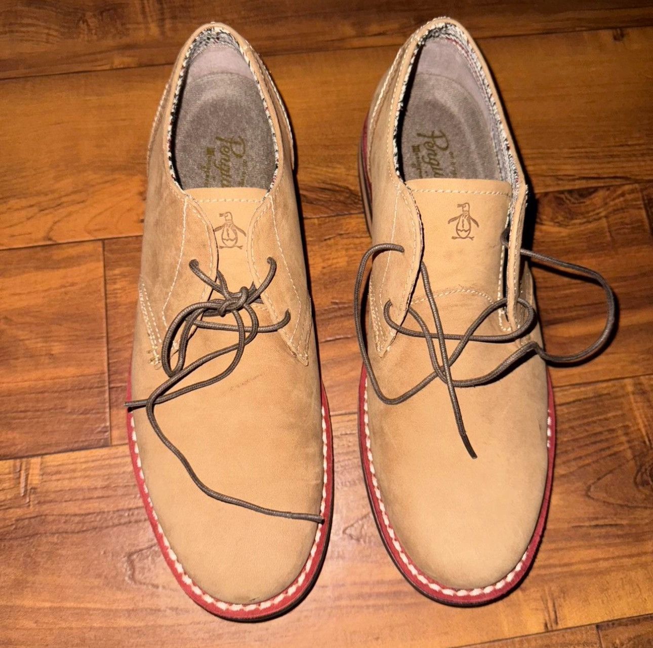 Original Penguin Tan Penguin Lace-Up Shoes MenS Size 10.5 Casual Y2K Leather in Beige, Men's