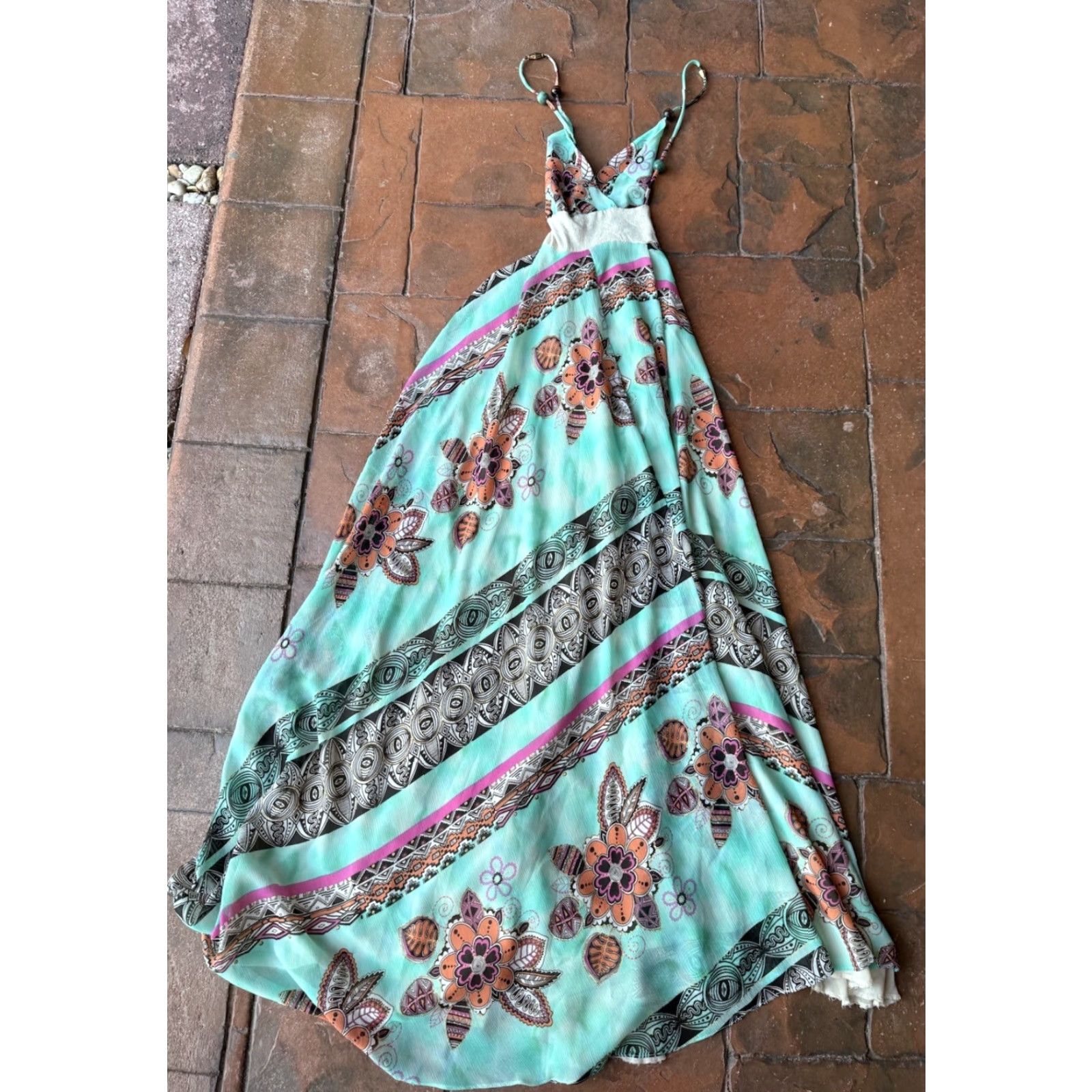 Free People VINTAGE Free People Tricia Fix Boho Halter Maxi Dress Women's Medium Floral Size M / US 6-8 / IT 42-44 - 3 Thumbnail