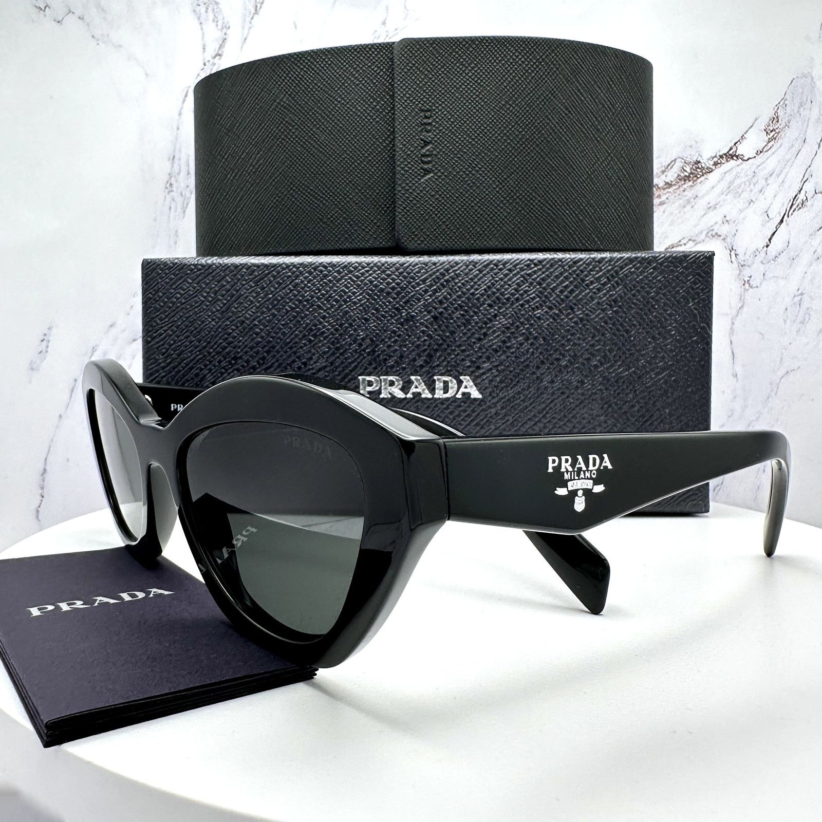 Prada New PRADA Sunglasses Black Butterfly Cat Eye Symbole Logo Size ONE SIZE - 5 Thumbnail