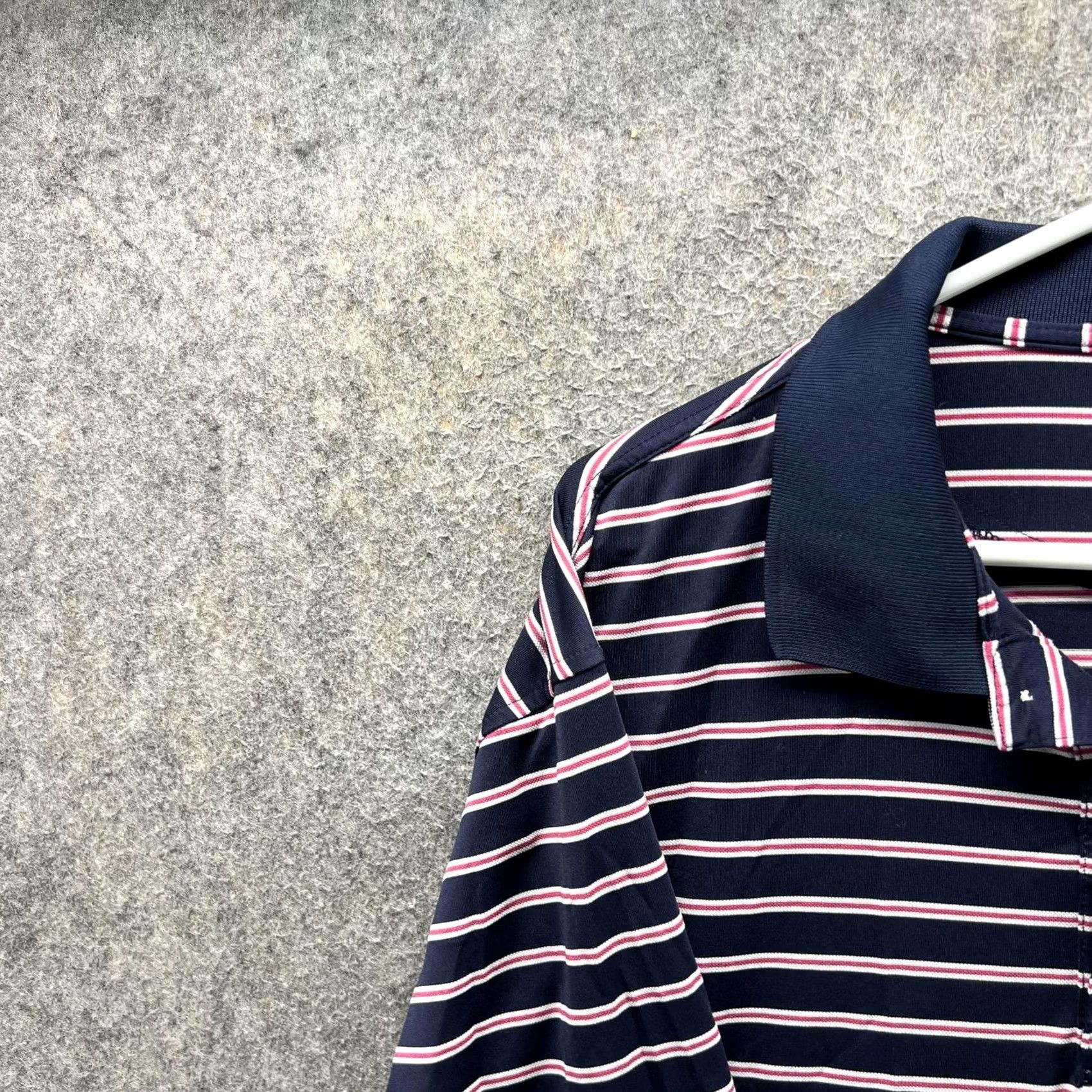 Footjoy FootJoy Polo Shirt Mens XL Navy Pink Stripe Golf Short Sleeve Performance Jersey Button Logo Stretch Collared Pajama? Size US XL / EU 56 / 4 - 7 Thumbnail