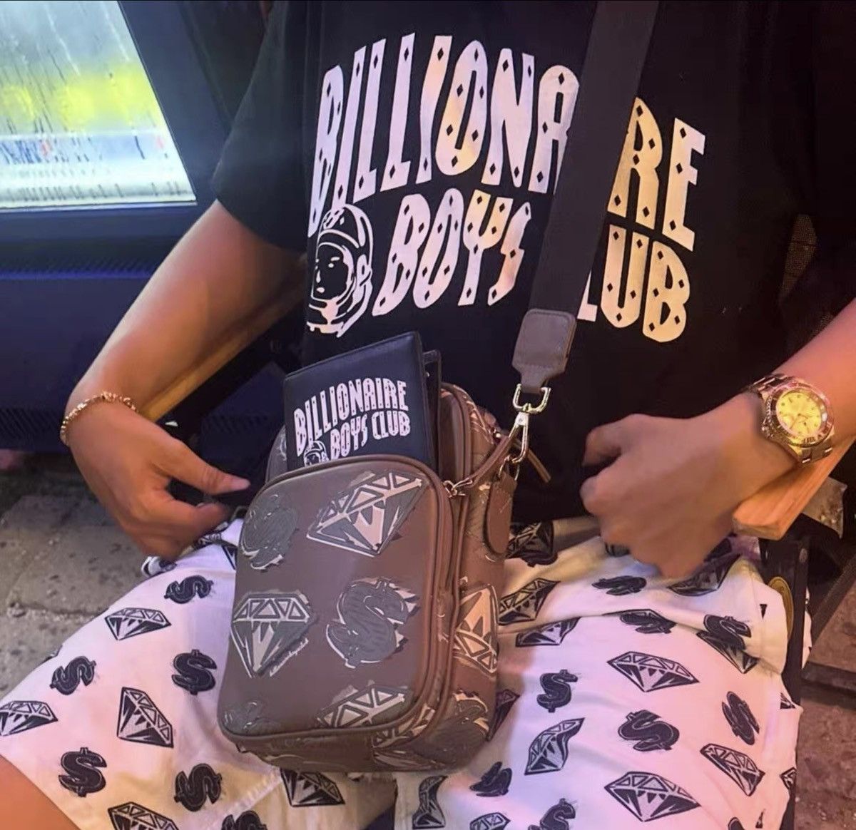 BBC All‑Over Print Leather Crossbody Bag