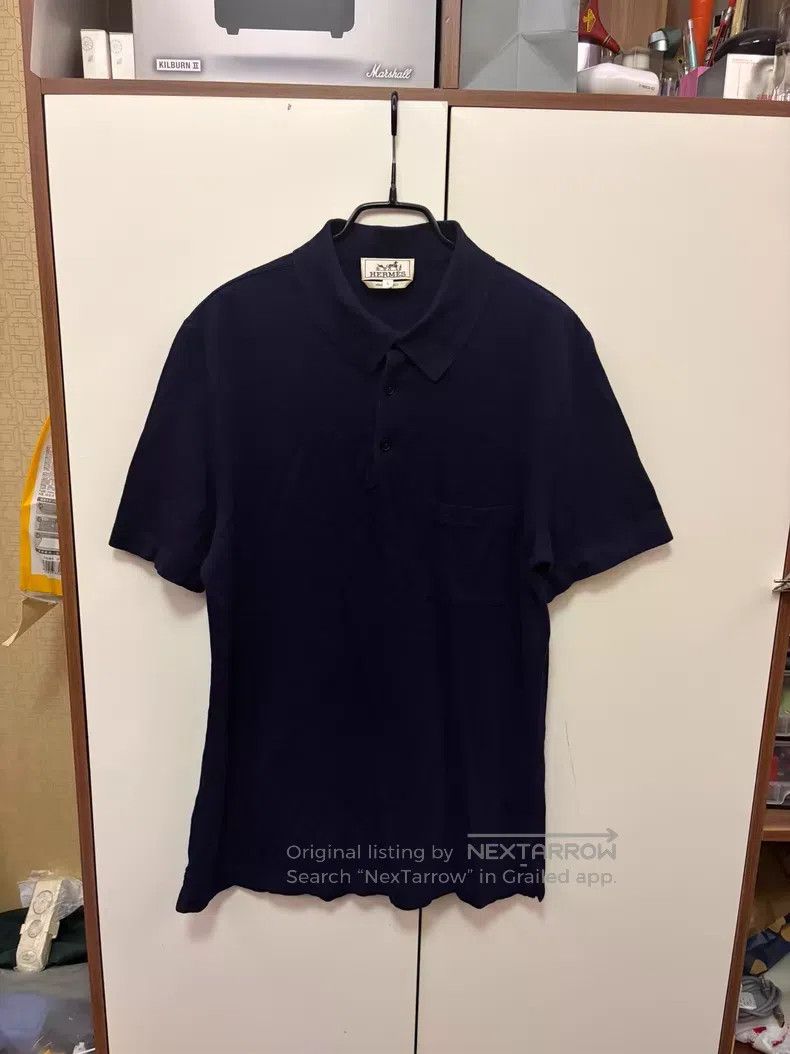 Hermes Hermes Solid Color Micro Logo Embroidered Polo Shirt with Size US L / EU 52-54 / 3 - 1 Thumbnail