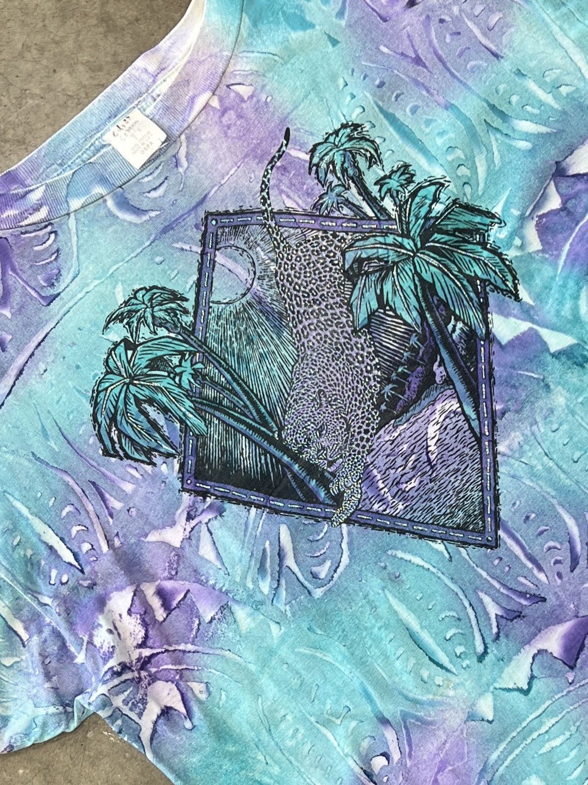 Vintage Vintage Leopard Palm Tree Nature Single Stitch Tee Large Size US L / EU 52-54 / 3 - 1 Thumbnail
