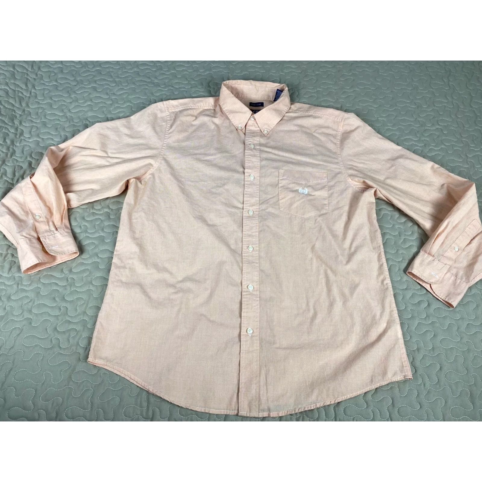 Chaps VINTAGE Chaps Ralph Lauren Button-Down Dress Shirt Easy Care XL Orange Men Size 46R - 2 Thumbnail