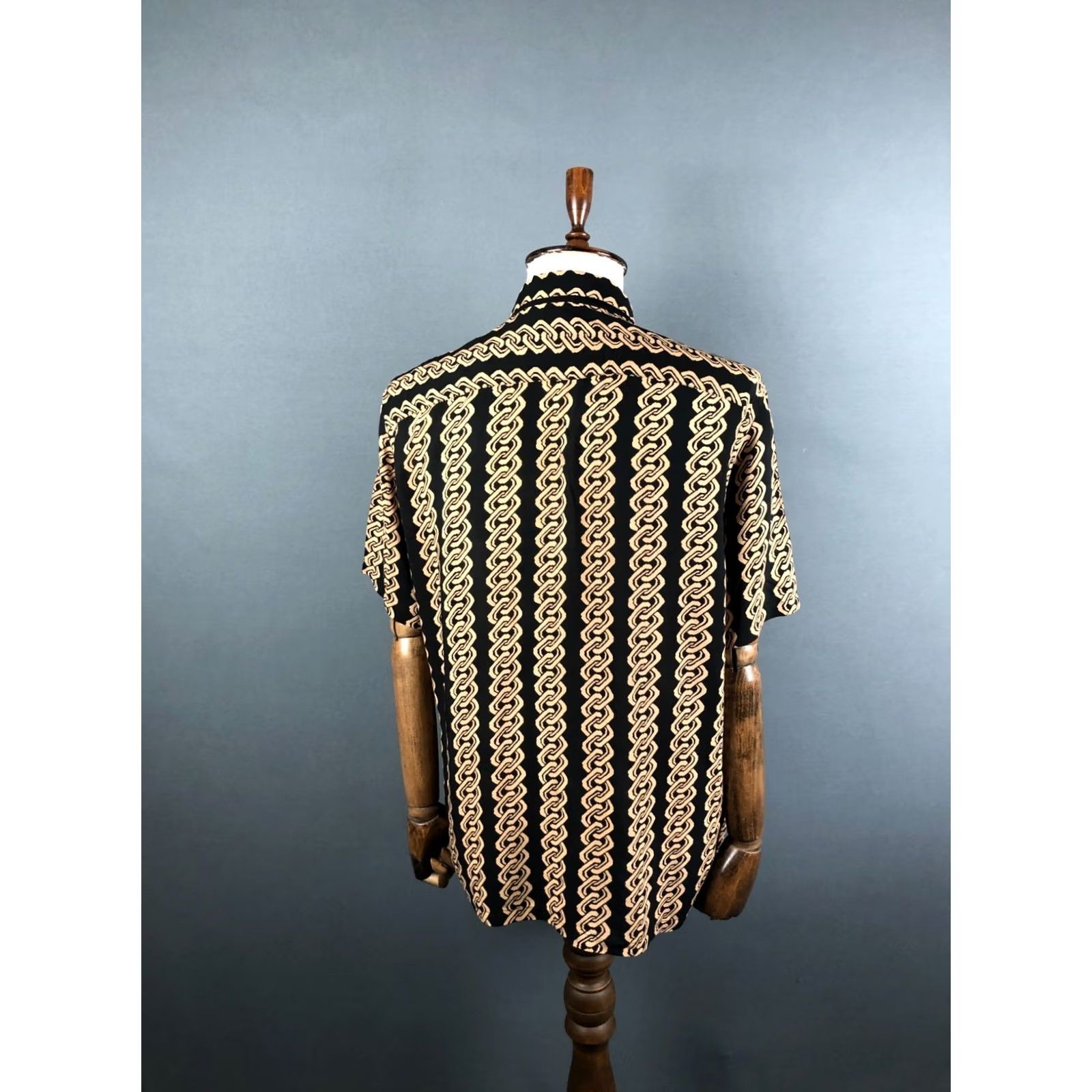 Allsaints AllSaints Men's Link SS Shirt XXL? XL Black Viscose Patterned Lapel Collar Shirt Size US XL / EU 56 / 4 - 3 Thumbnail
