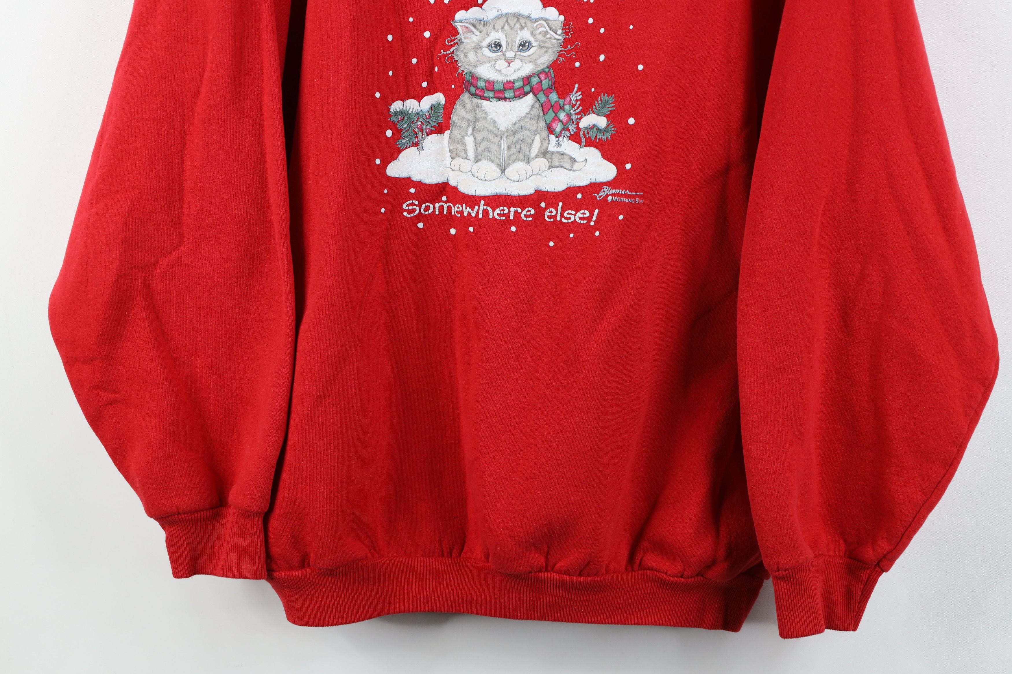Vintage Vintage 90s Let It Snow Somewhere Else Cat Kitten Sweatshirt Size L / US 10 / IT 46 - 3 Thumbnail