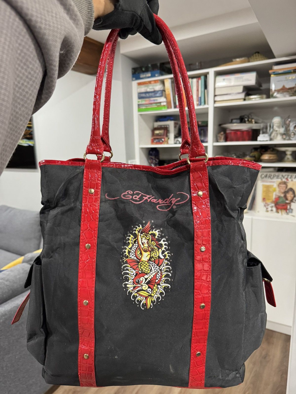 Ed Hardy Ed Hardy Mermaid Tattoo Tote Bag Black Red Y2K 2000s Size ONE SIZE - 1 Thumbnail