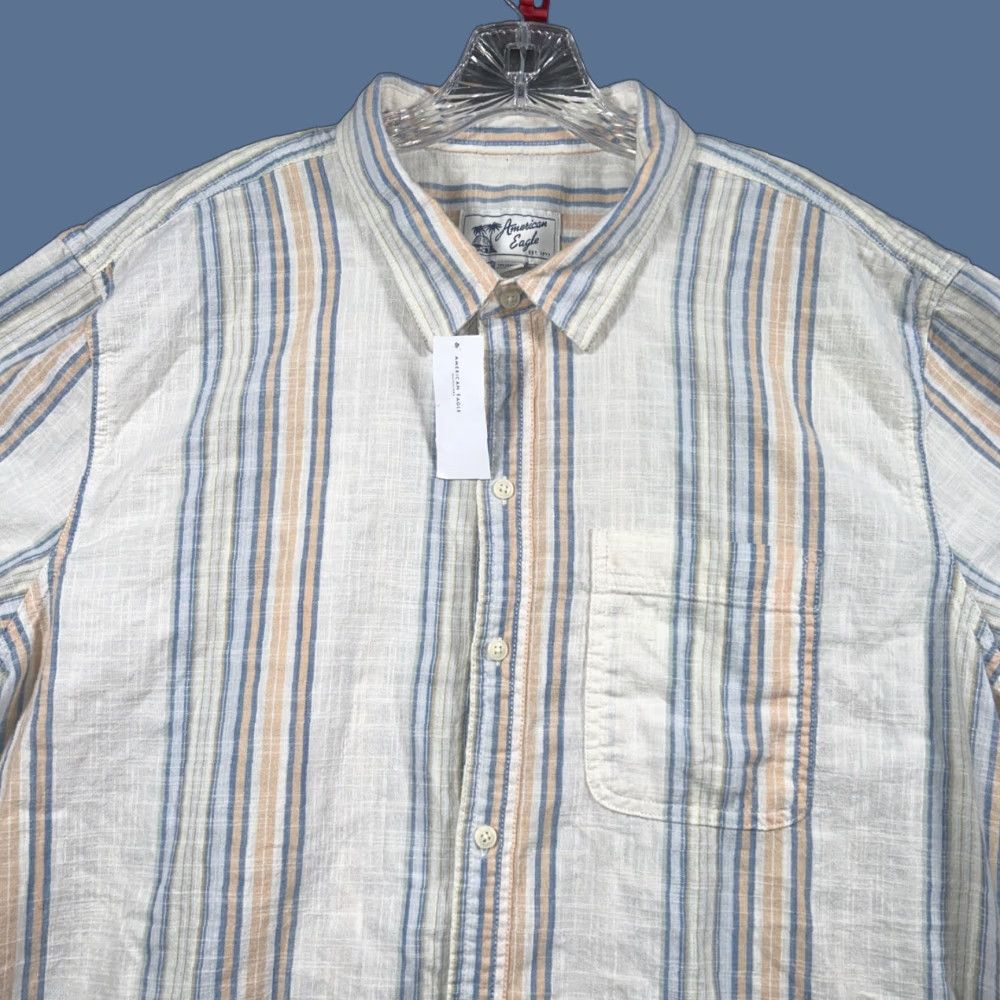 American Eagle Outfitters American Eagle Outfitters Button-Up Shirt Pocket Vertical Striped XXL Men Regular Size US XXL / EU 58 / 5 - 1 Thumbnail