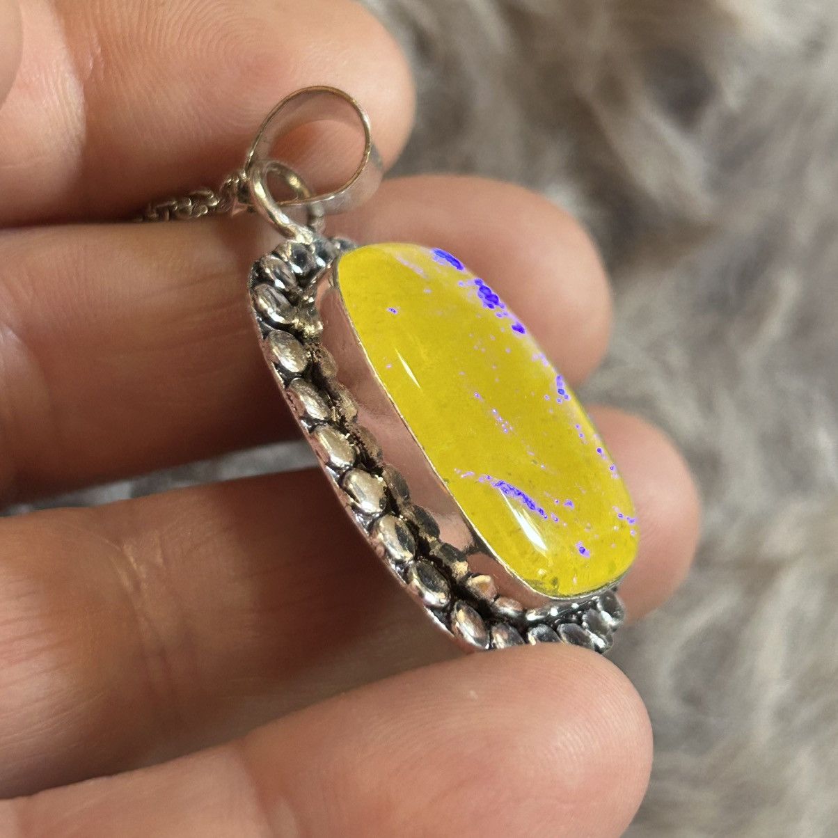 Handmade Handcrafted simulated opal framed 925 sterling necklace Size ONE SIZE - 6 Thumbnail