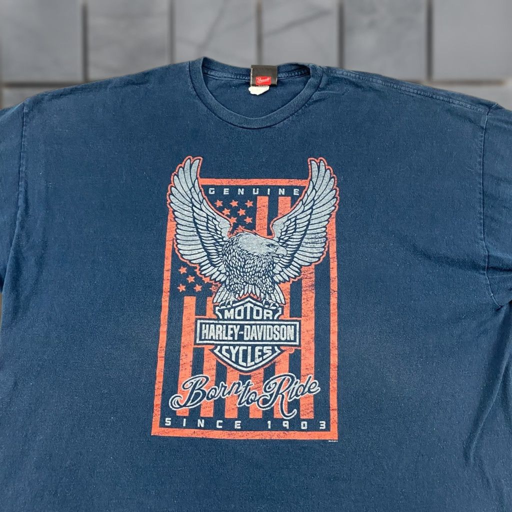 Harley Davidson Harley-Davidson Shirt Mens 3XL Blue Boston Double Sided Graphic Short Sleeve T-Shirt Regular Fit Mens Size US XXL / EU 58 / 5 - 1 Thumbnail