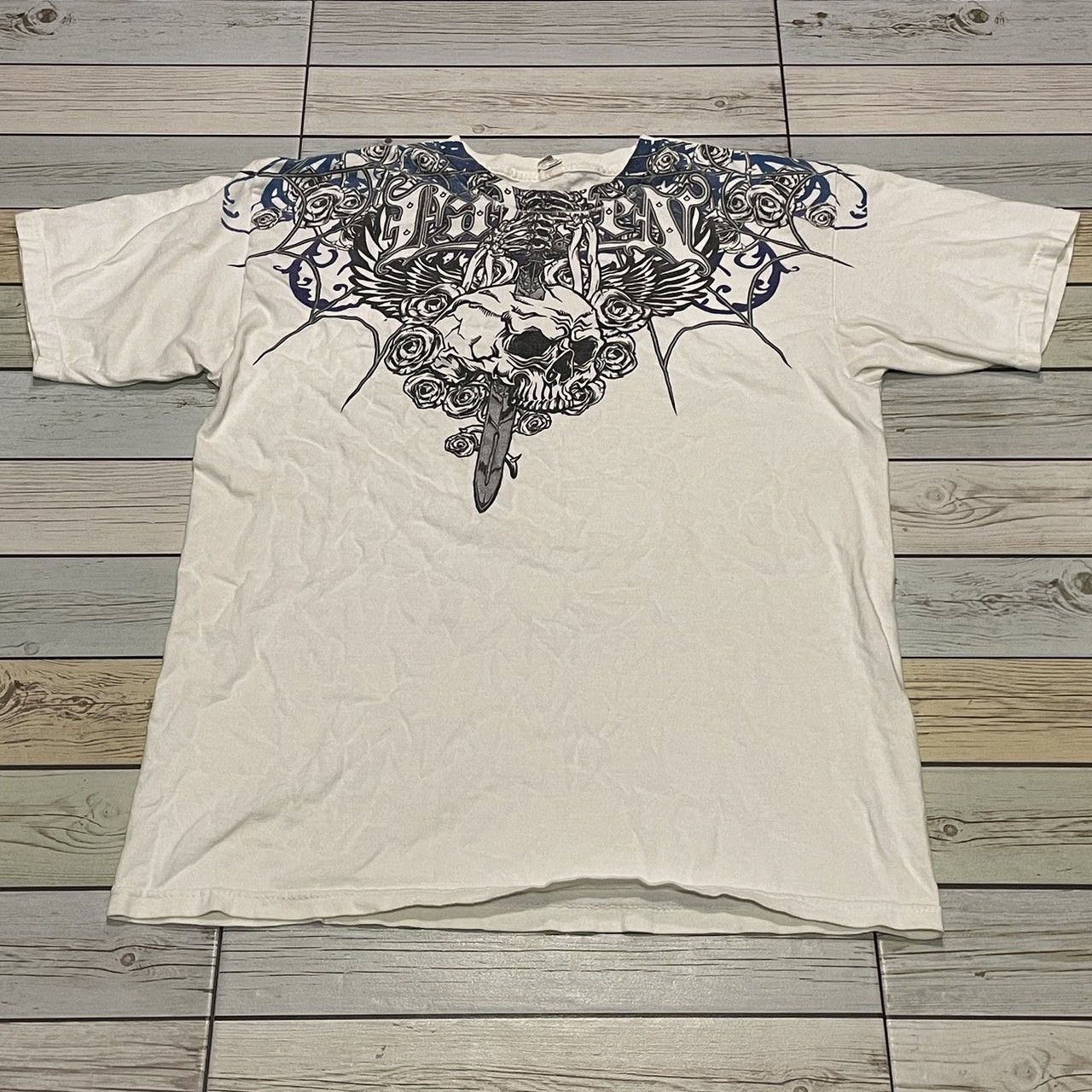 Affliction × Ed Hardy × Tapout Rare Wings Cross Tee Y2K Affliction Style Size US M / EU 48-50 / 2 - 1 Thumbnail