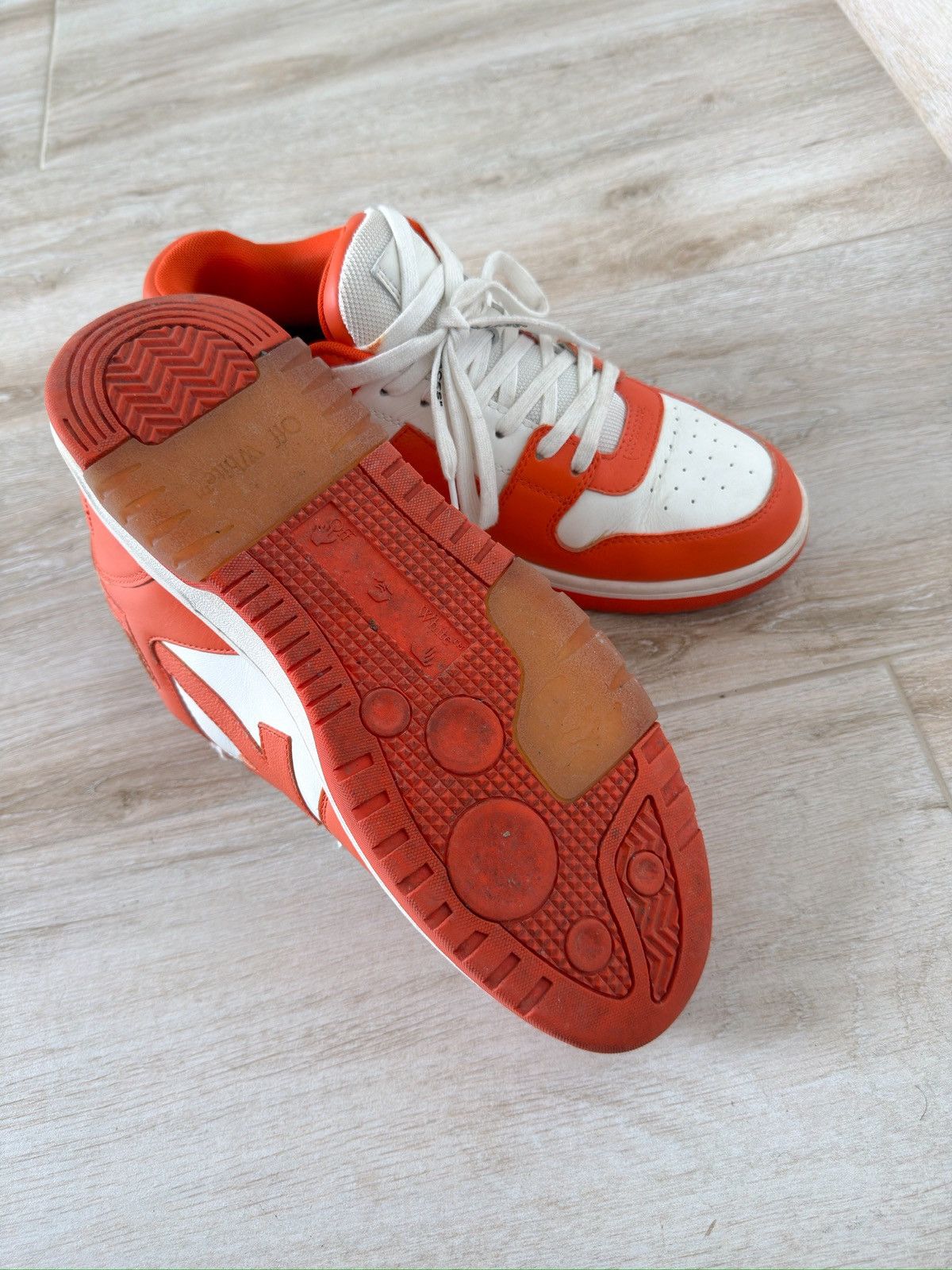 Off-White Off-White Out of Office Orange White Leather OOO Sneakers Size US 9 / EU 42 - 3 Thumbnail