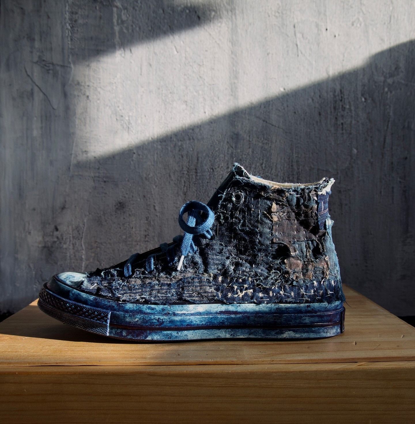 Hana Indigo Custom order - BORO X CONVERSE hand- stitched sneaker Size US 9 / EU 42 - 2 Thumbnail