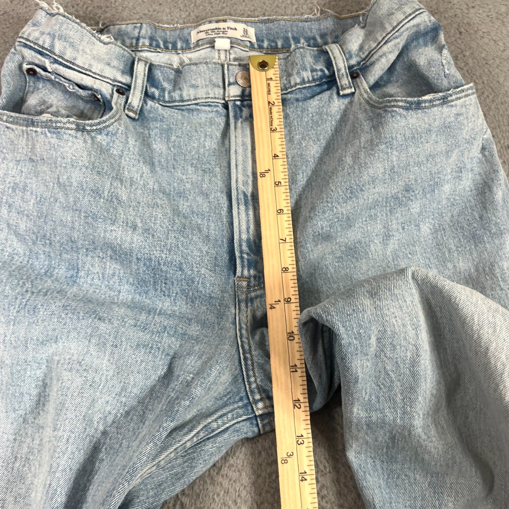 Abercrombie & Fitch VINTAGE Abercrombie & Fitch Women's Jeans 12 Straight High Rise Light Wash 90s Denim Stretch Size 32" / US 10 / IT 46 - 5 Thumbnail