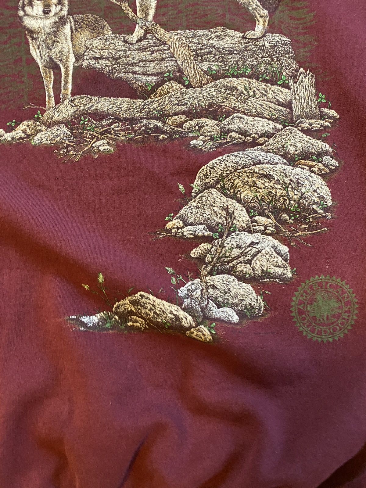 Gildan × Vintage Vintage 90’s Howling Wolf Maroon Crewneck Sweatshirt Size US XL / EU 56 / 4 - 7 Thumbnail