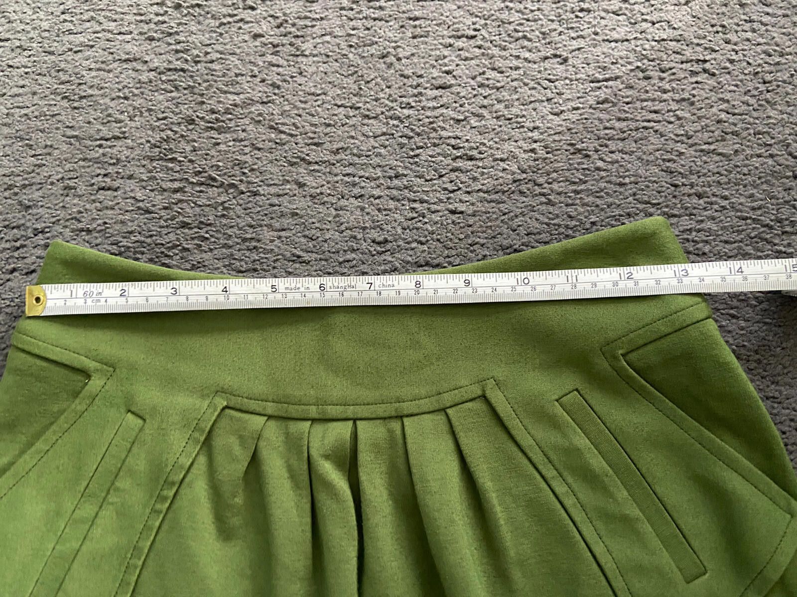Designer Cue Skirt Green Khaki Corporate Pleated Tulip Skirt - Sz 6 Size 26" / US 2 / IT 38 - 8 Thumbnail