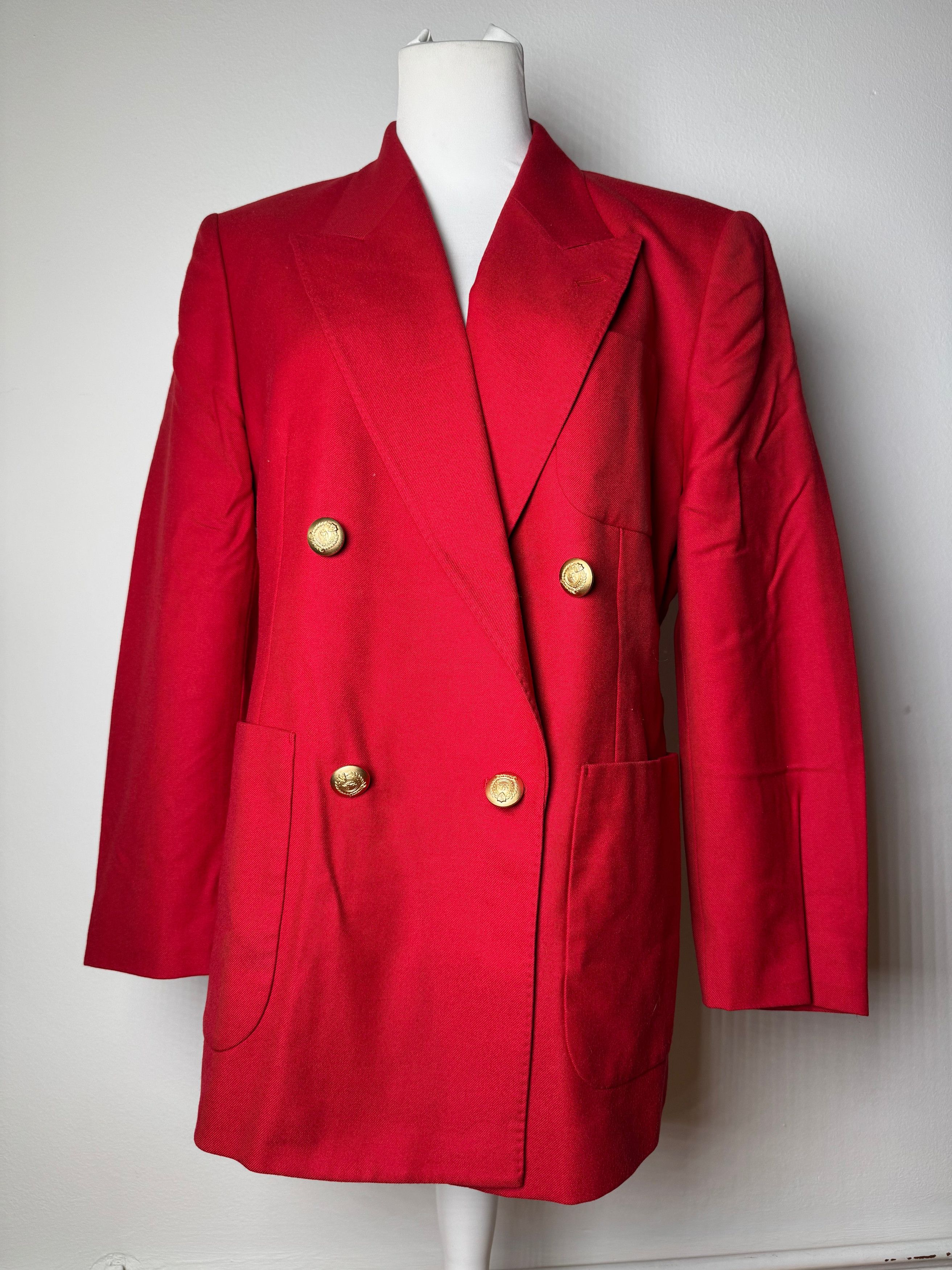 Burberry Vintage Wool Coat Red Size L / US 10 / IT 46 - 1 Thumbnail